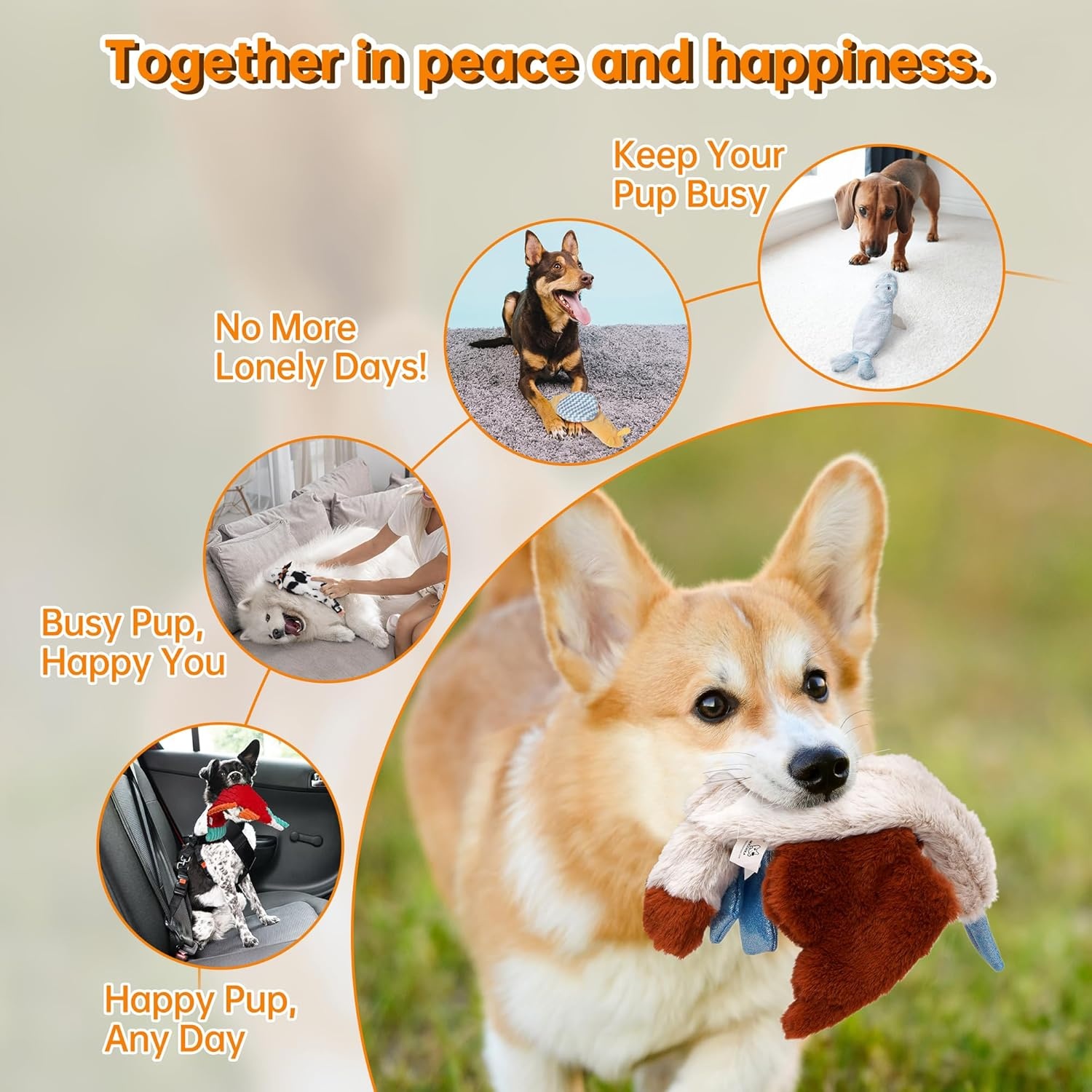 image:imageNocciola 3 PC No Stuffing Small Dog Toys Removable Crinkle Squeaky Durable Dog Tug Toy Summer Drinks Theme Bottle Insert Fun Puppy Toys to Keep Them Busy5 pcs Crinkle Plush Dog Toy