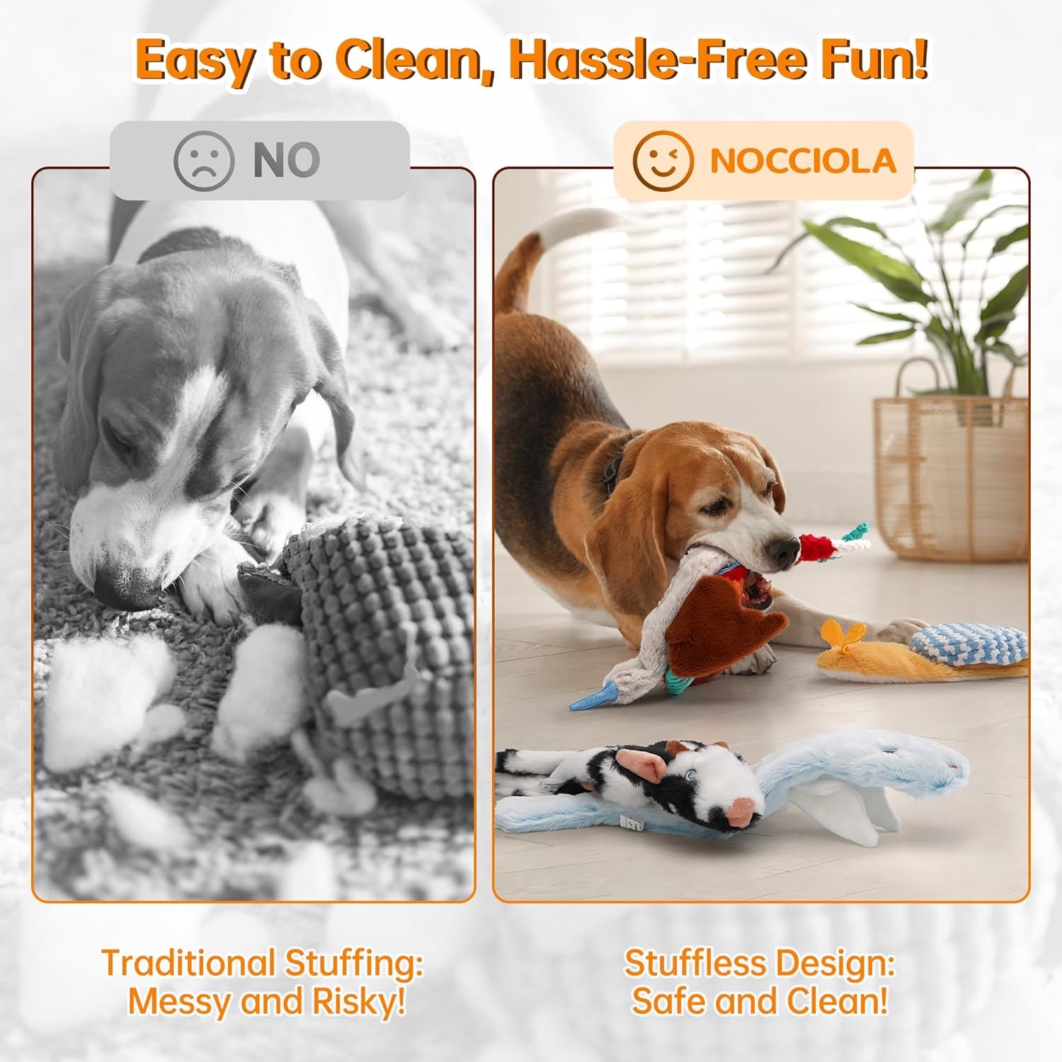 image:imageNocciola 3 PC No Stuffing Small Dog Toys Removable Crinkle Squeaky Durable Dog Tug Toy Summer Drinks Theme Bottle Insert Fun Puppy Toys to Keep Them Busy5 pcs Crinkle Plush Dog Toy