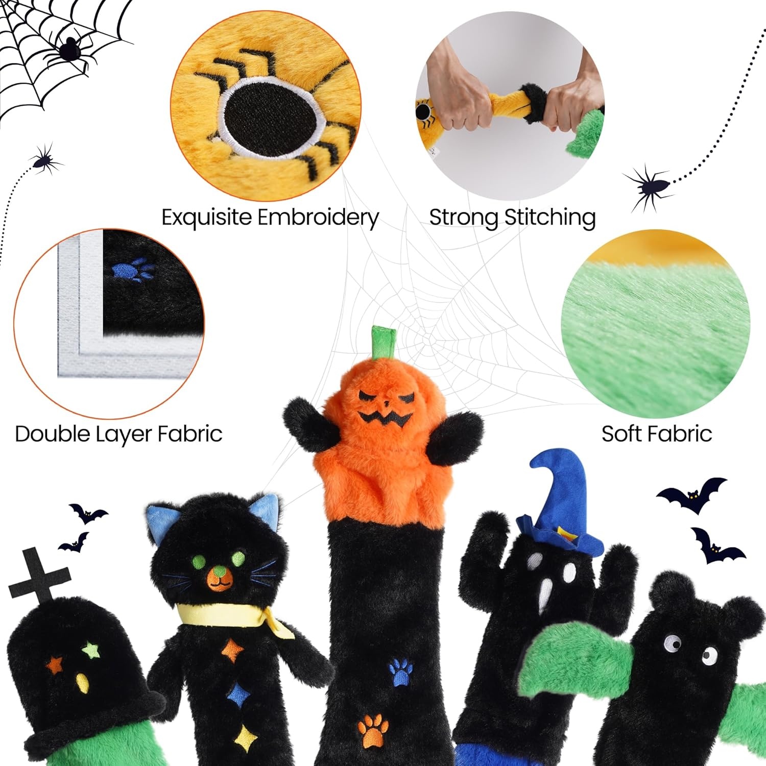 image:imageNocciola 3 PC No Stuffing Small Dog Toys Removable Crinkle Squeaky Durable Dog Tug Toy Summer Drinks Theme Bottle Insert Fun Puppy Toys to Keep Them Busy5 Pcs Halloween Dog Squeaky Toys