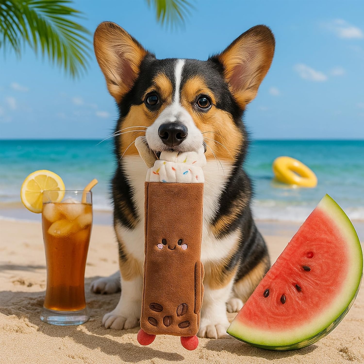 image:imageNocciola 3 PC No Stuffing Small Dog Toys Removable Crinkle Squeaky Durable Dog Tug Toy Summer Drinks Theme Bottle Insert Fun Puppy Toys to Keep Them Busy3 PC No Stuffing Drinks