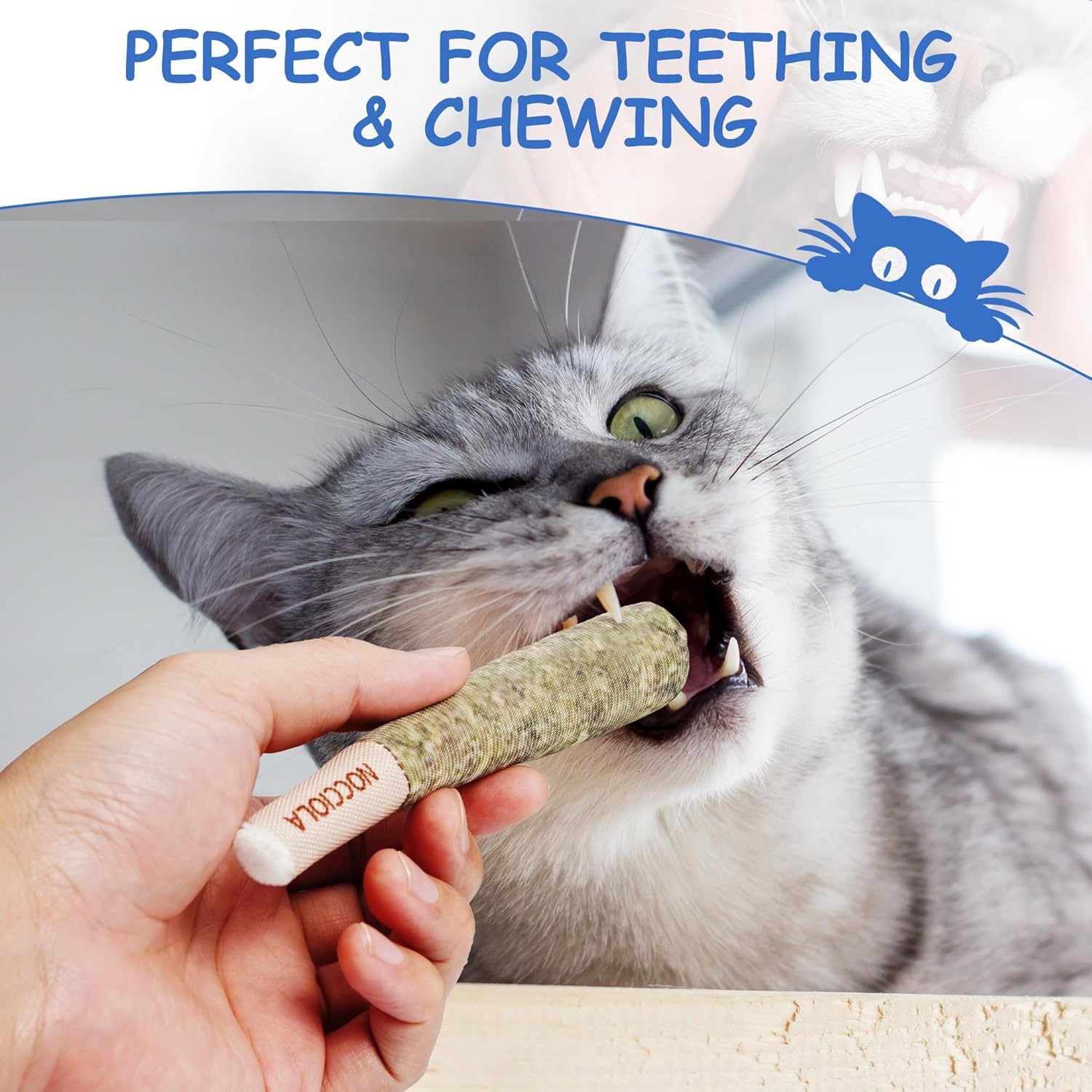 image:imageNocciola 3 Pack Catnip Toys for Cats Funny Cat Toys Filled with 100 Pure Organic Catnip Safe Kitten Teething Chew and Kicker Toys Stress Relieving Fun for Indoor CatsBlue for Strong Chewers