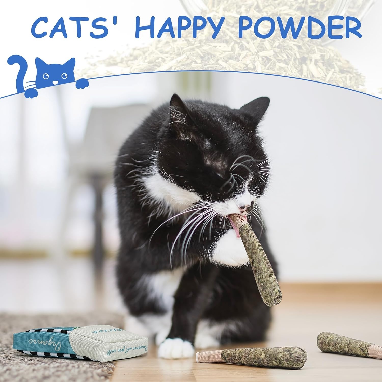 image:imageNocciola 3 Pack Catnip Toys for Cats Funny Cat Toys Filled with 100 Pure Organic Catnip Safe Kitten Teething Chew and Kicker Toys Stress Relieving Fun for Indoor CatsBlue for Strong Chewers