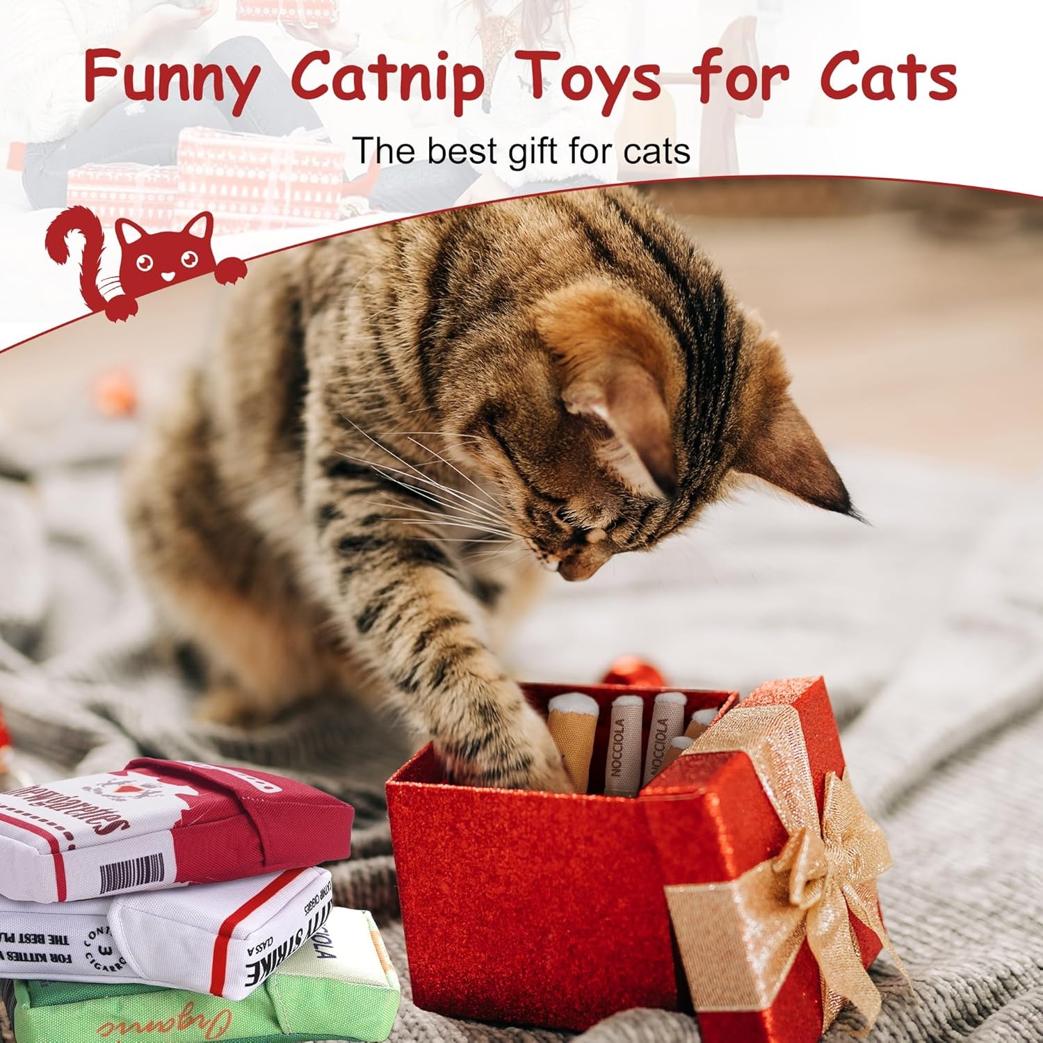 image:imageNocciola 3 Pack Catnip Toys for Cats Funny Cat Toys Filled with 100 Pure Organic Catnip Safe Kitten Teething Chew and Kicker Toys Stress Relieving Fun for Indoor CatsRed for Strong Chewers