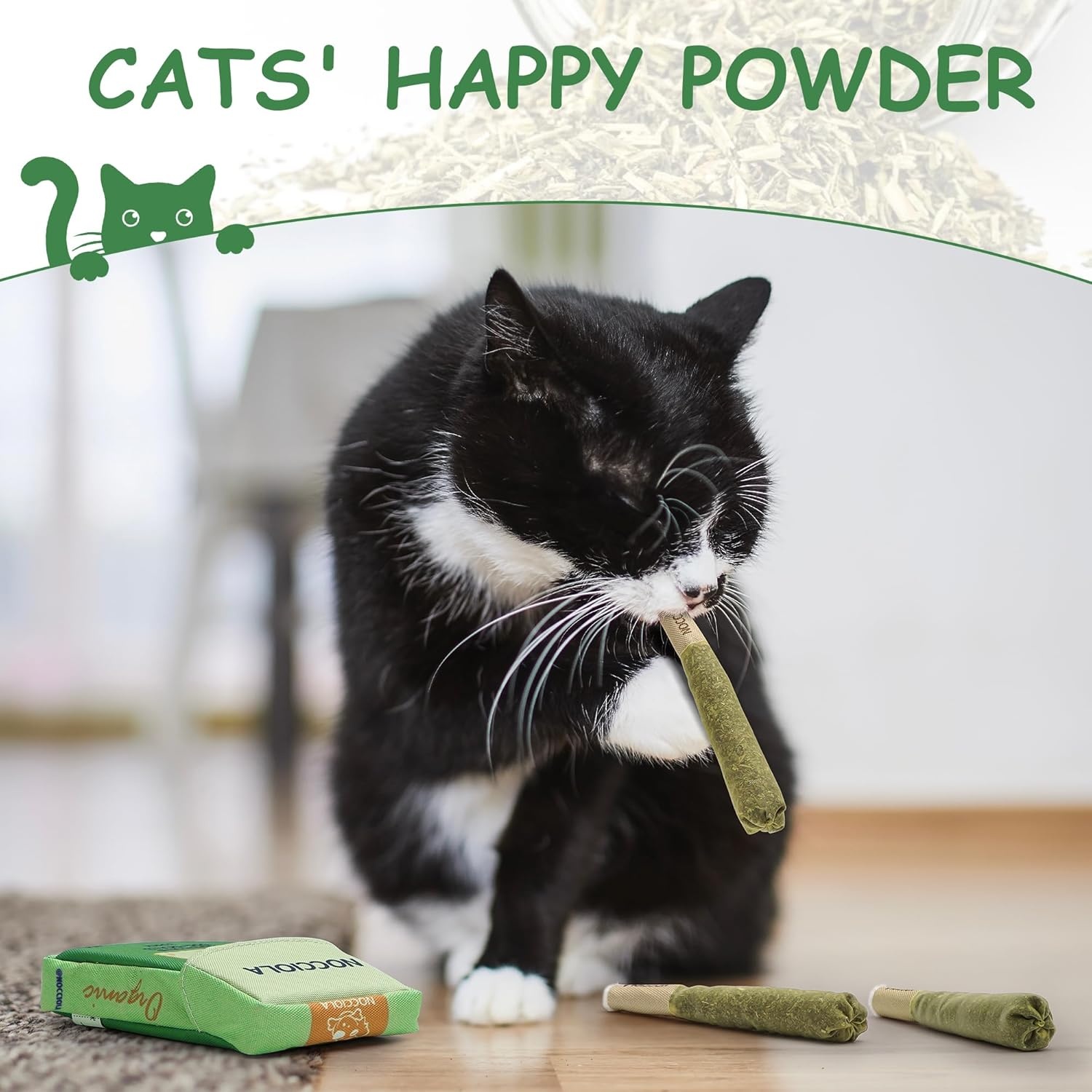 image:imageNocciola 3 Pack Catnip Toys for Cats Funny Cat Toys Filled with 100 Pure Organic Catnip Safe Kitten Teething Chew and Kicker Toys Stress Relieving Fun for Indoor CatsGreen for Gentle Play