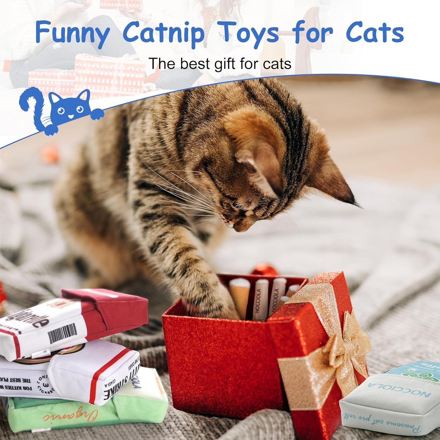 image:imageNocciola 3 Pack Catnip Toys for Cats Funny Cat Toys Filled with 100 Pure Organic Catnip Safe Kitten Teething Chew and Kicker Toys Stress Relieving Fun for Indoor CatsBlue for Strong Chewers