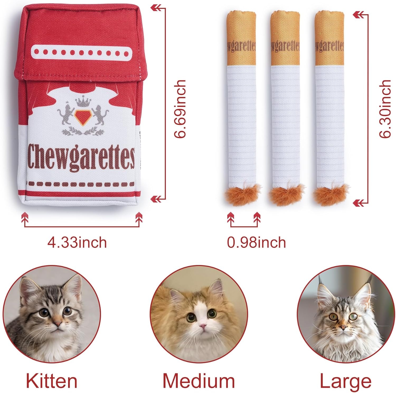 image:imageNocciola 3 Pack Catnip Toys for Cats Funny Cat Toys Filled with 100 Pure Organic Catnip Safe Kitten Teething Chew and Kicker Toys Stress Relieving Fun for Indoor CatsRed for Strong Chewers