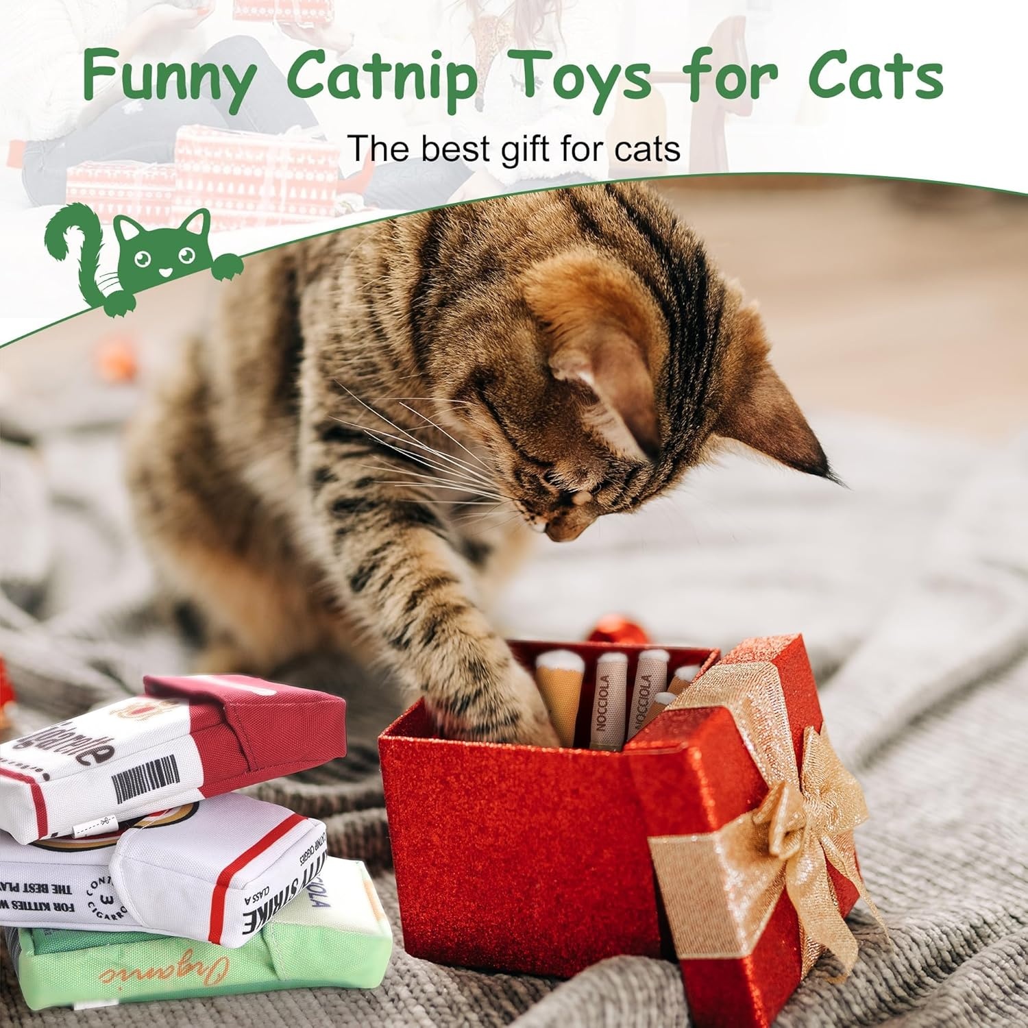 image:imageNocciola 3 Pack Catnip Toys for Cats Funny Cat Toys Filled with 100 Pure Organic Catnip Safe Kitten Teething Chew and Kicker Toys Stress Relieving Fun for Indoor CatsGreen for Gentle Play