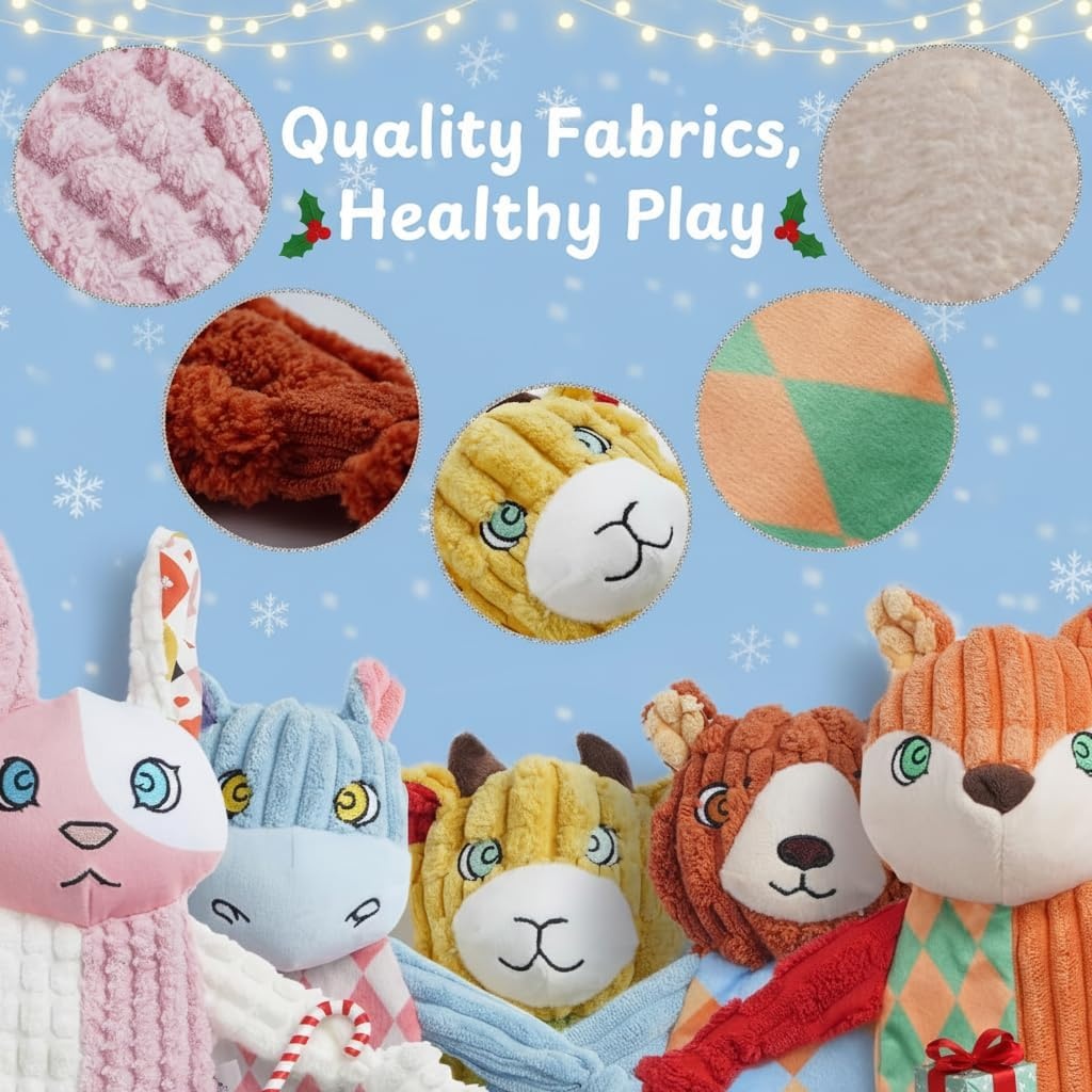 image:imageNocciola 5PC No Stuffing Puppy Toys Dog Toys Plushies Whimsical Variety Colors Animal Plush Toy with Squeaky Crinkle Sound to Keep Them Busy for Small Medium Dogs