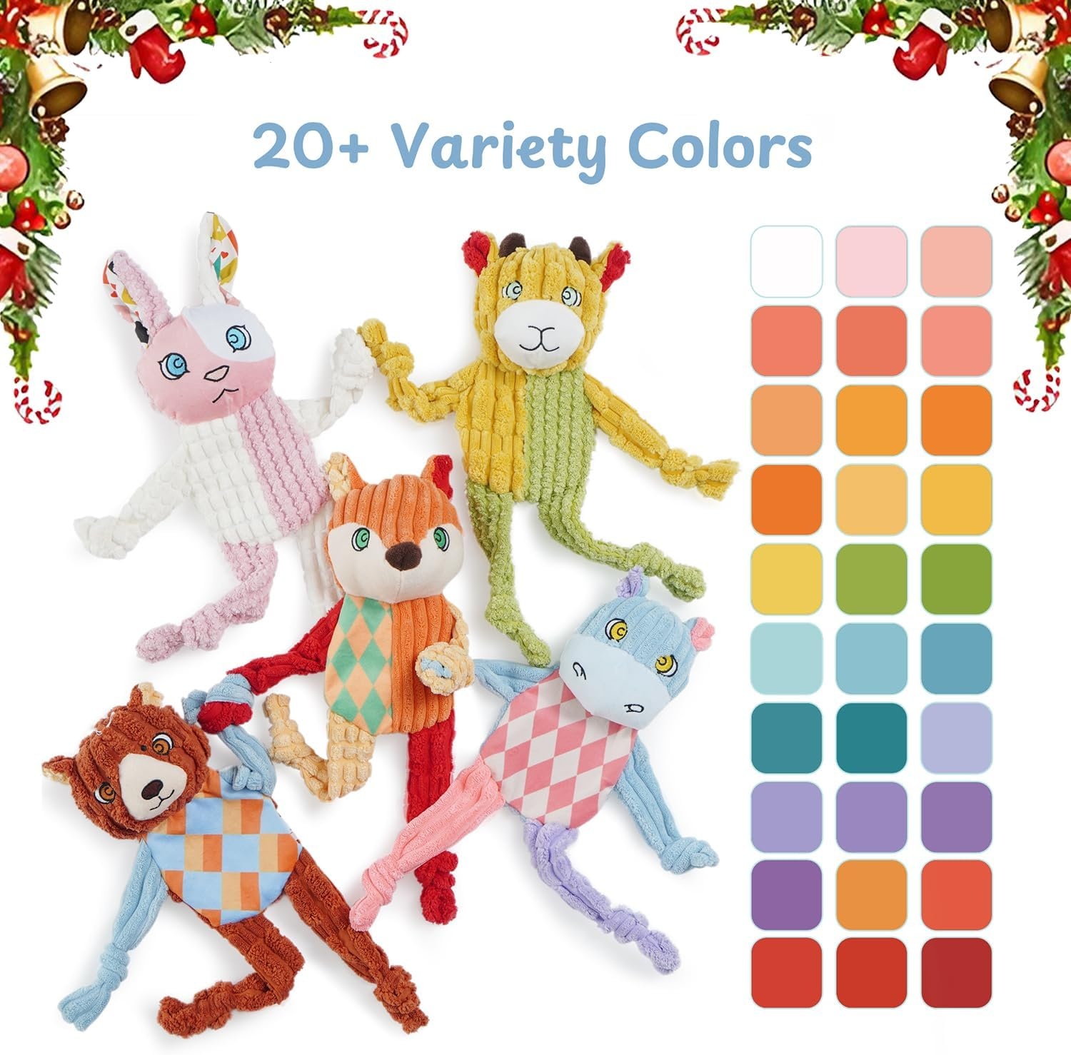 image:imageNocciola 5PC No Stuffing Puppy Toys Dog Toys Plushies Whimsical Variety Colors Animal Plush Toy with Squeaky Crinkle Sound to Keep Them Busy for Small Medium Dogs