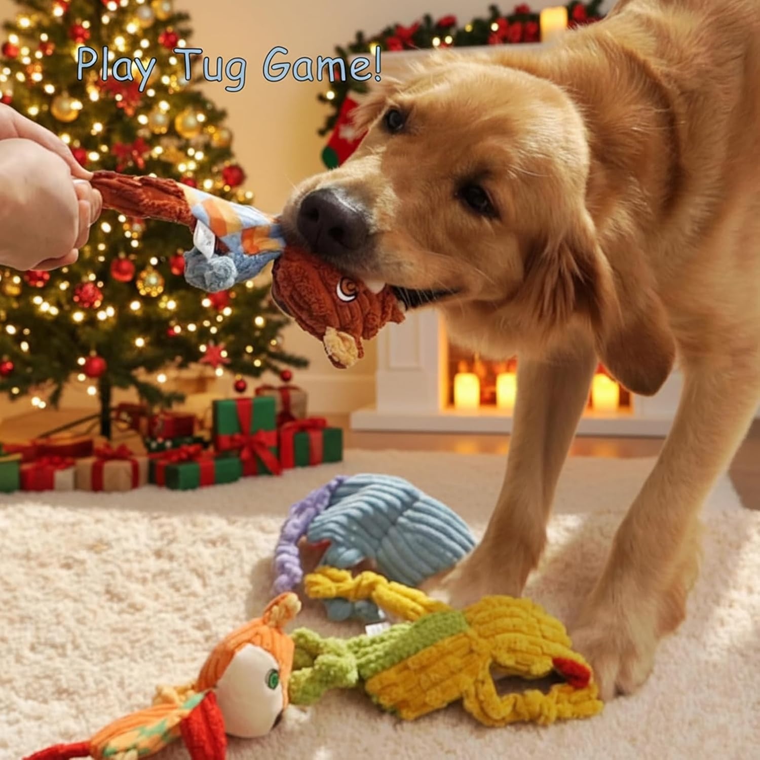 image:imageNocciola 5PC No Stuffing Puppy Toys Dog Toys Plushies Whimsical Variety Colors Animal Plush Toy with Squeaky Crinkle Sound to Keep Them Busy for Small Medium Dogs