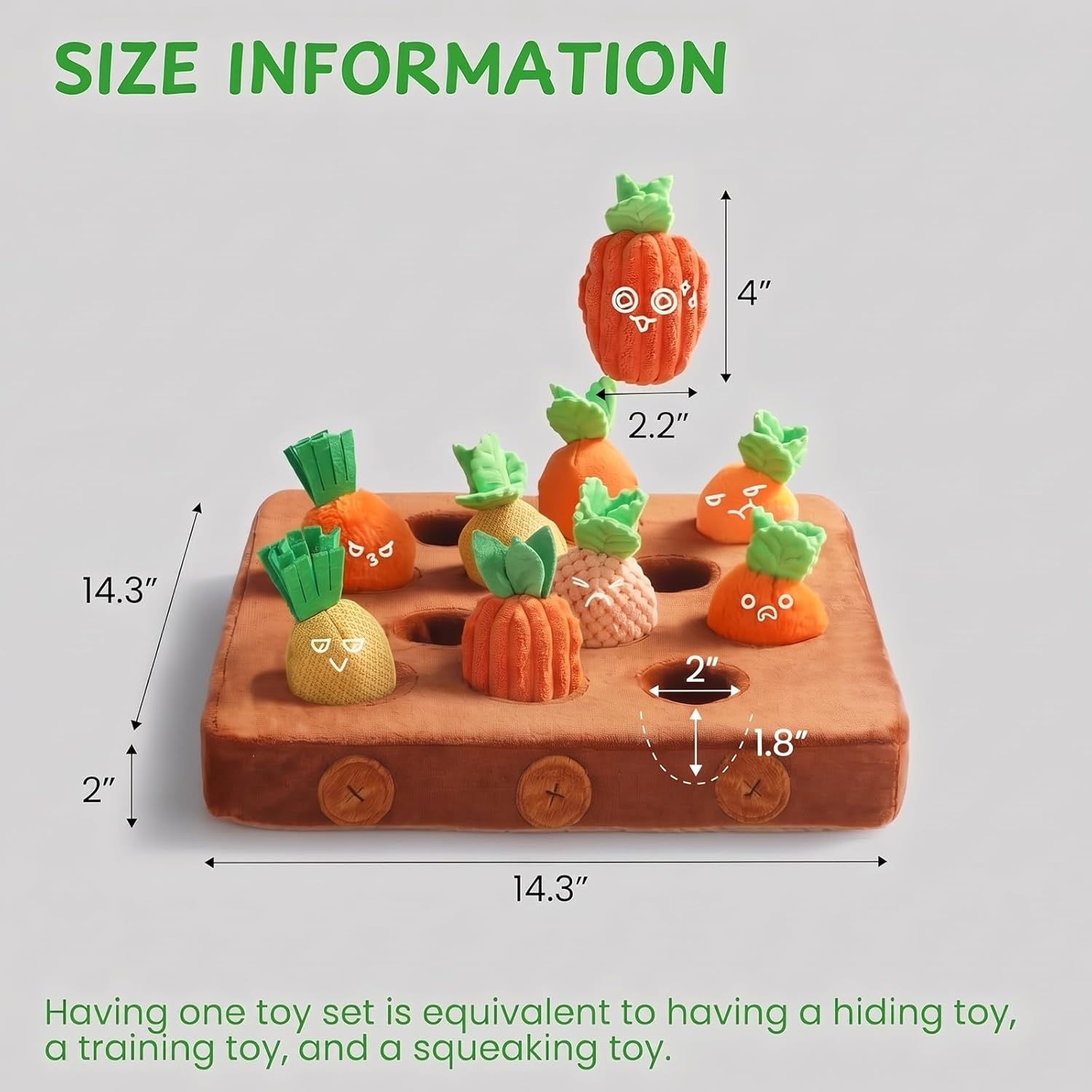 image:imageNocciola Carrot Puzzle Dog Toys 12PC Squeaky Carrots amp Farm Snuffle Mat for Hide and Seek Snuffle Toys for Small and Medium Dogs Carrot Patch Dog Toy to Keep Them BusyVarious Carrot Toys