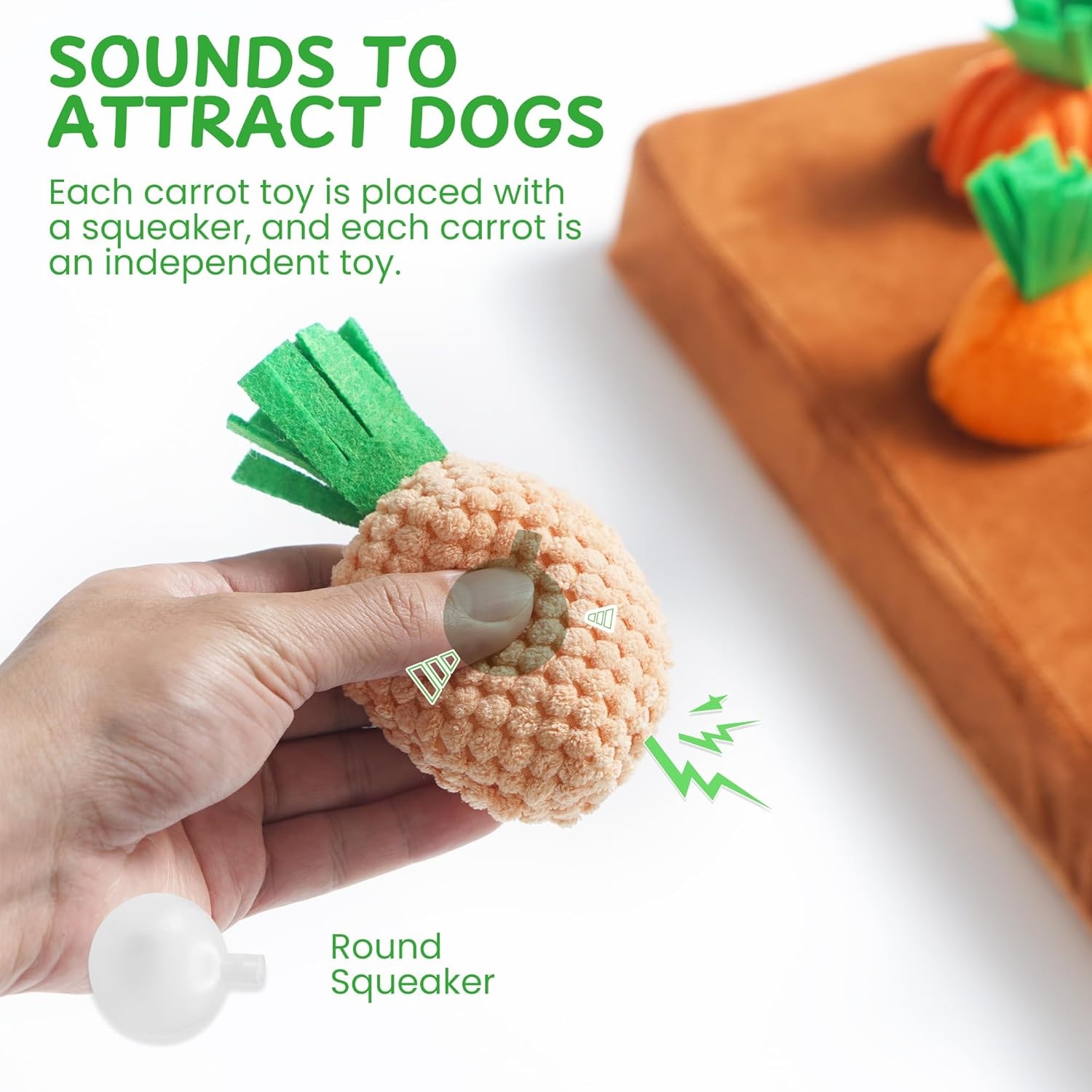 image:imageNocciola Carrot Puzzle Dog Toys 12PC Squeaky Carrots amp Farm Snuffle Mat for Hide and Seek Snuffle Toys for Small and Medium Dogs Carrot Patch Dog Toy to Keep Them BusyVarious Carrot Toys