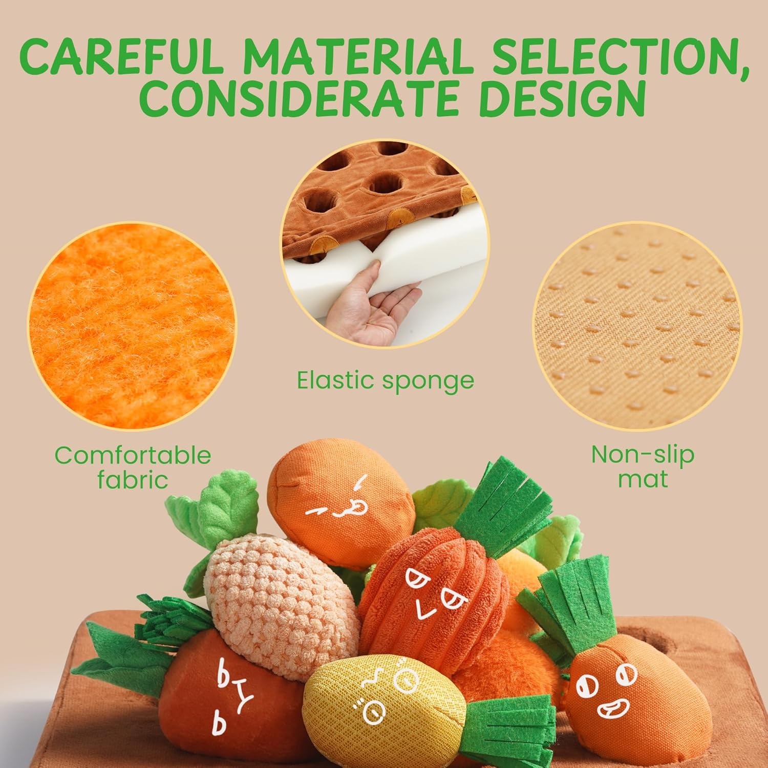 image:imageNocciola Carrot Puzzle Dog Toys 12PC Squeaky Carrots amp Farm Snuffle Mat for Hide and Seek Snuffle Toys for Small and Medium Dogs Carrot Patch Dog Toy to Keep Them BusyVarious Carrot Toys