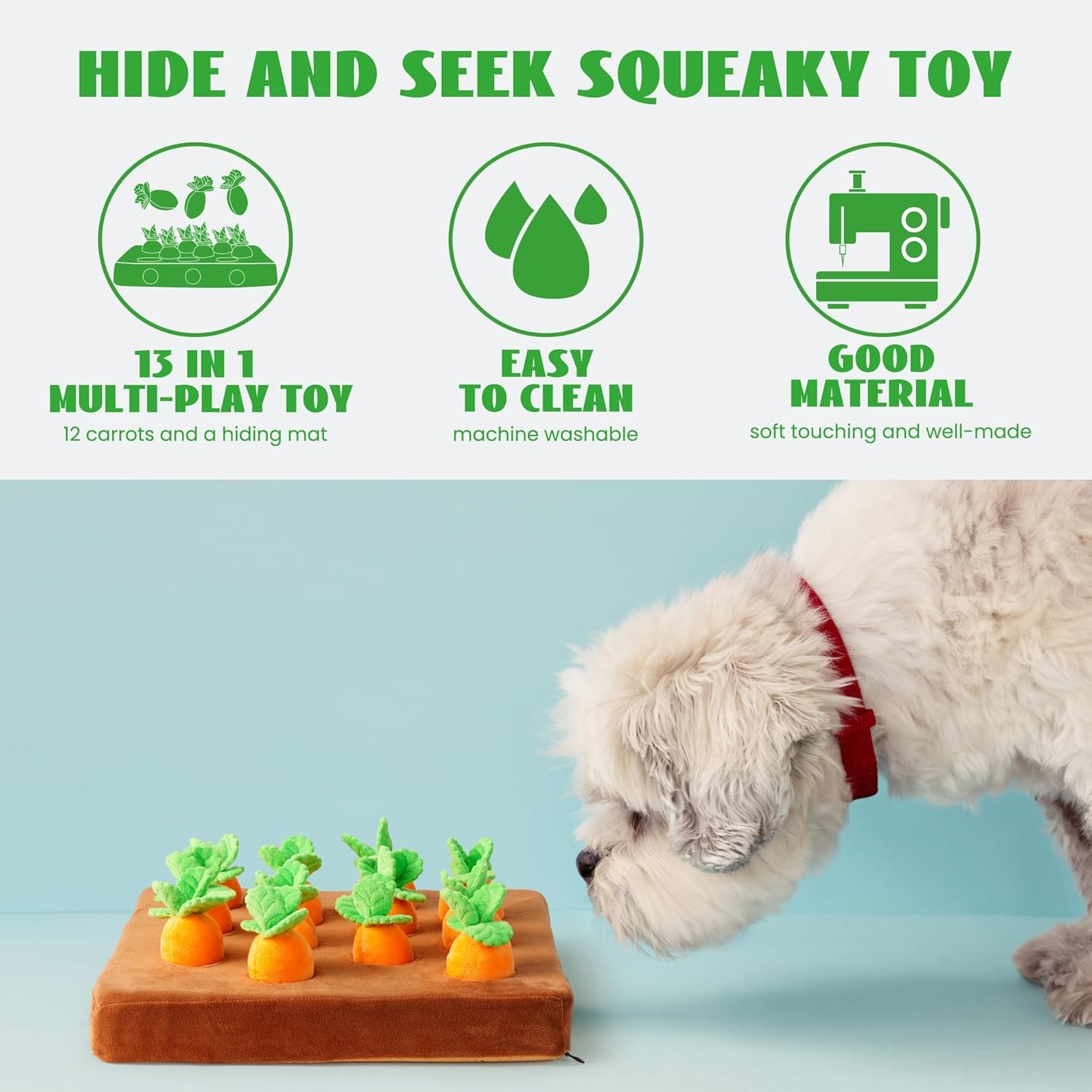 image:imageNocciola Carrot Puzzle Dog Toys 12PC Squeaky Carrots amp Farm Snuffle Mat for Hide and Seek Snuffle Toys for Small and Medium Dogs Carrot Patch Dog Toy to Keep Them BusyCarrot Easter Toys