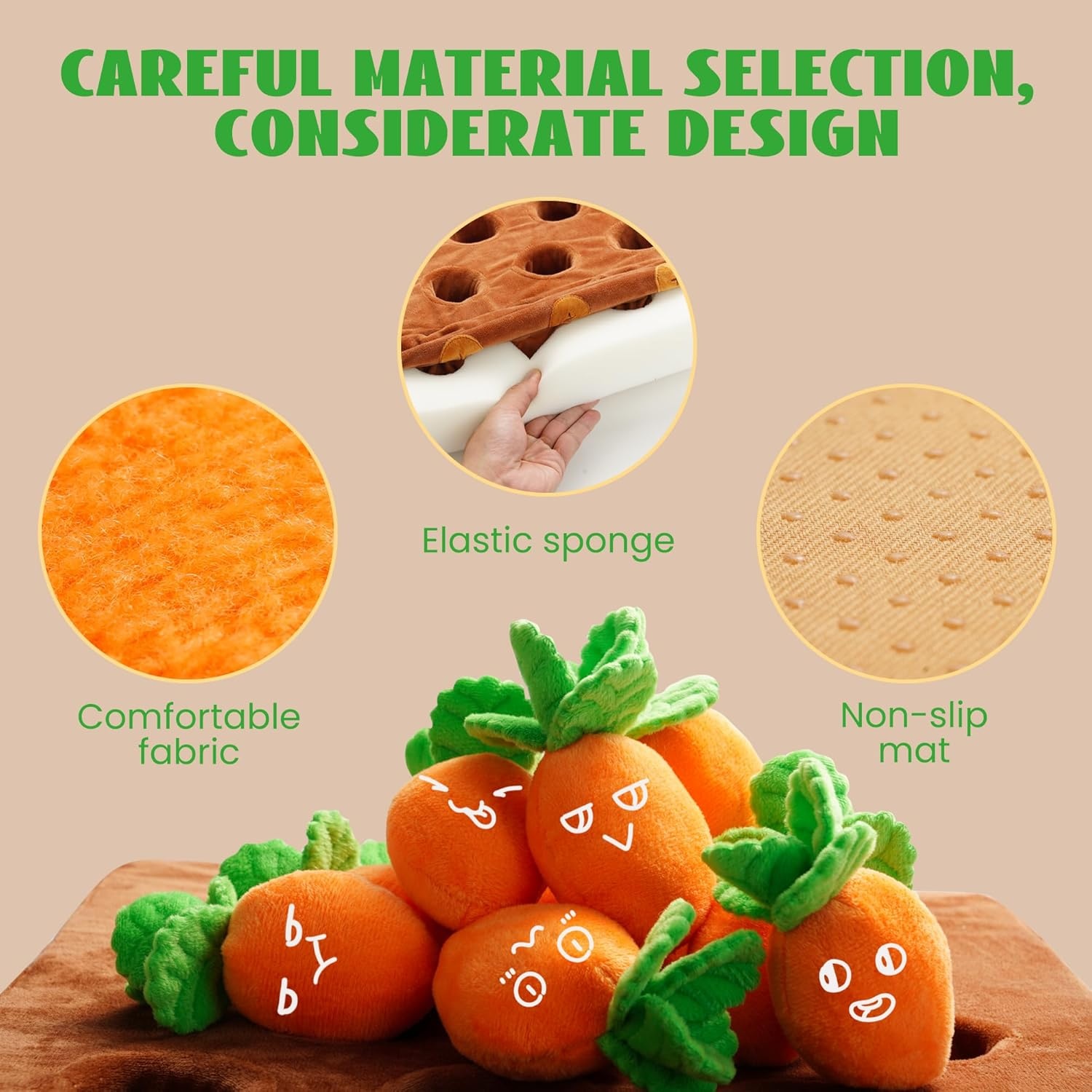 image:imageNocciola Carrot Puzzle Dog Toys 12PC Squeaky Carrots amp Farm Snuffle Mat for Hide and Seek Snuffle Toys for Small and Medium Dogs Carrot Patch Dog Toy to Keep Them BusyCarrot Easter Toys