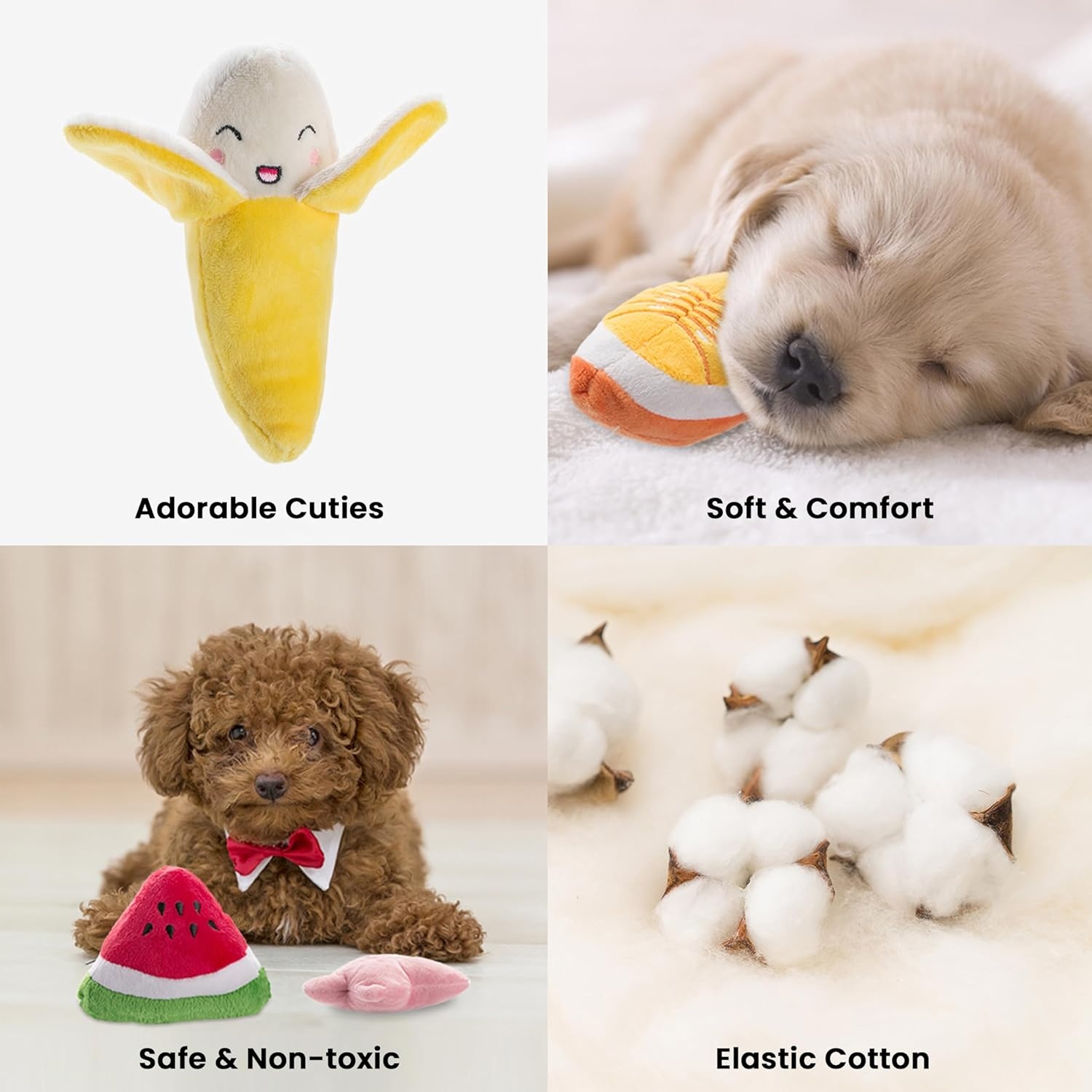 image:imageNocciola Dog Squeaky Toys Plush Small Dog Toys for Dogs Stuffed with Squeakers12 pcs Puppy Toys with a Carrying Bag for Small Medium Size12 PCS