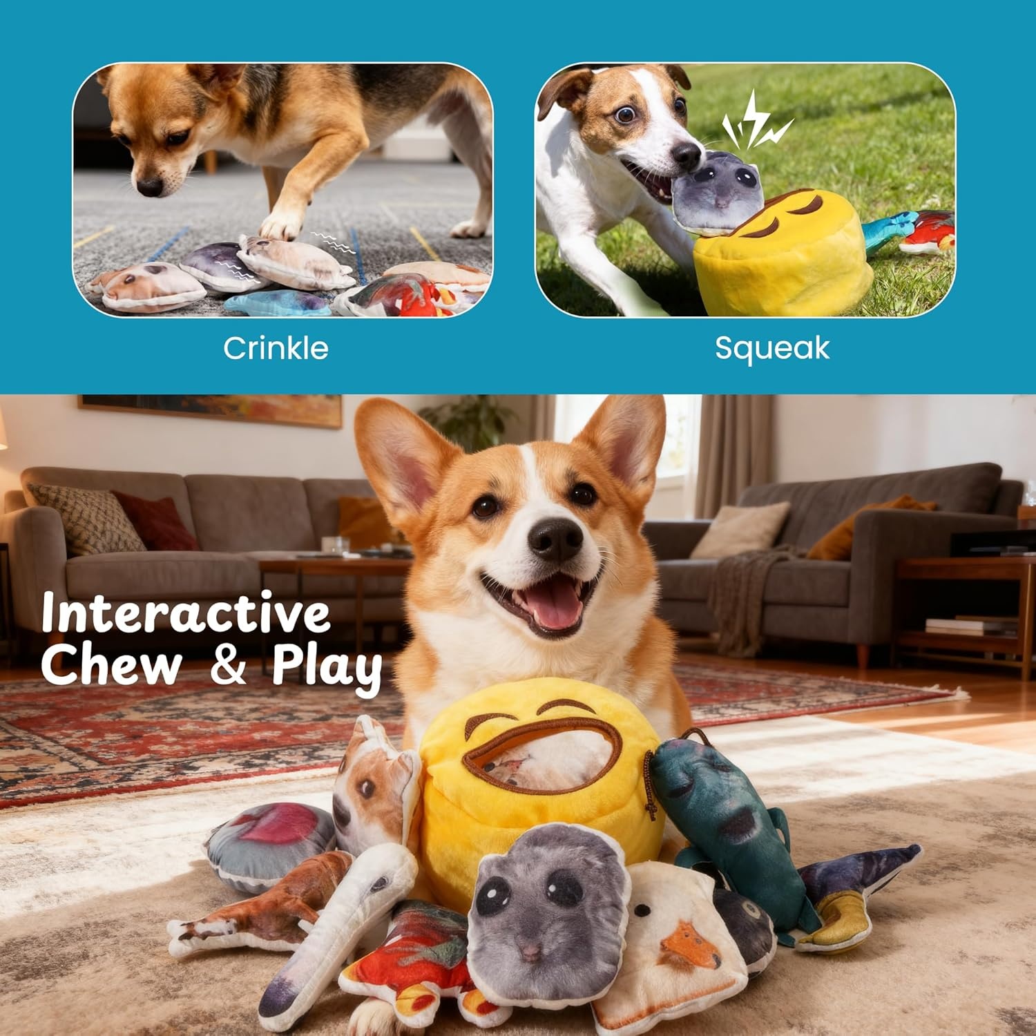 image:imageNocciola Dog Squeaky Toys Plush Small Dog Toys for Dogs Stuffed with Squeakers12 pcs Puppy Toys with a Carrying Bag for Small Medium Size12pcs Funny Toys