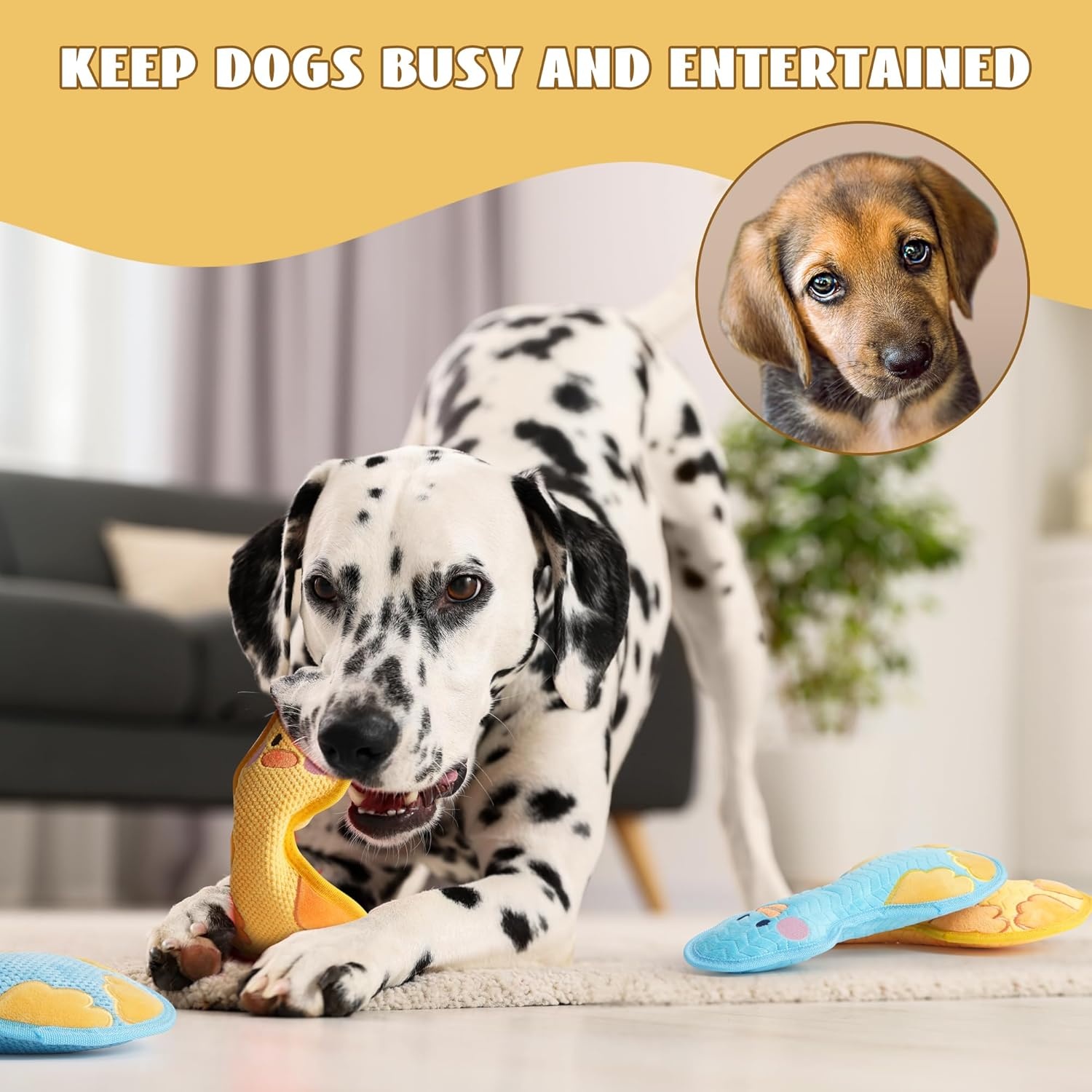 image:imageNocciola Duck Squeaky Dog Toy New 2025 Indestructible Dog Toy for Aggressive Chewers Stuffed Toy with Two Tough Layers Minky Plush for Comfort and Chewing YellowMinky Blue
