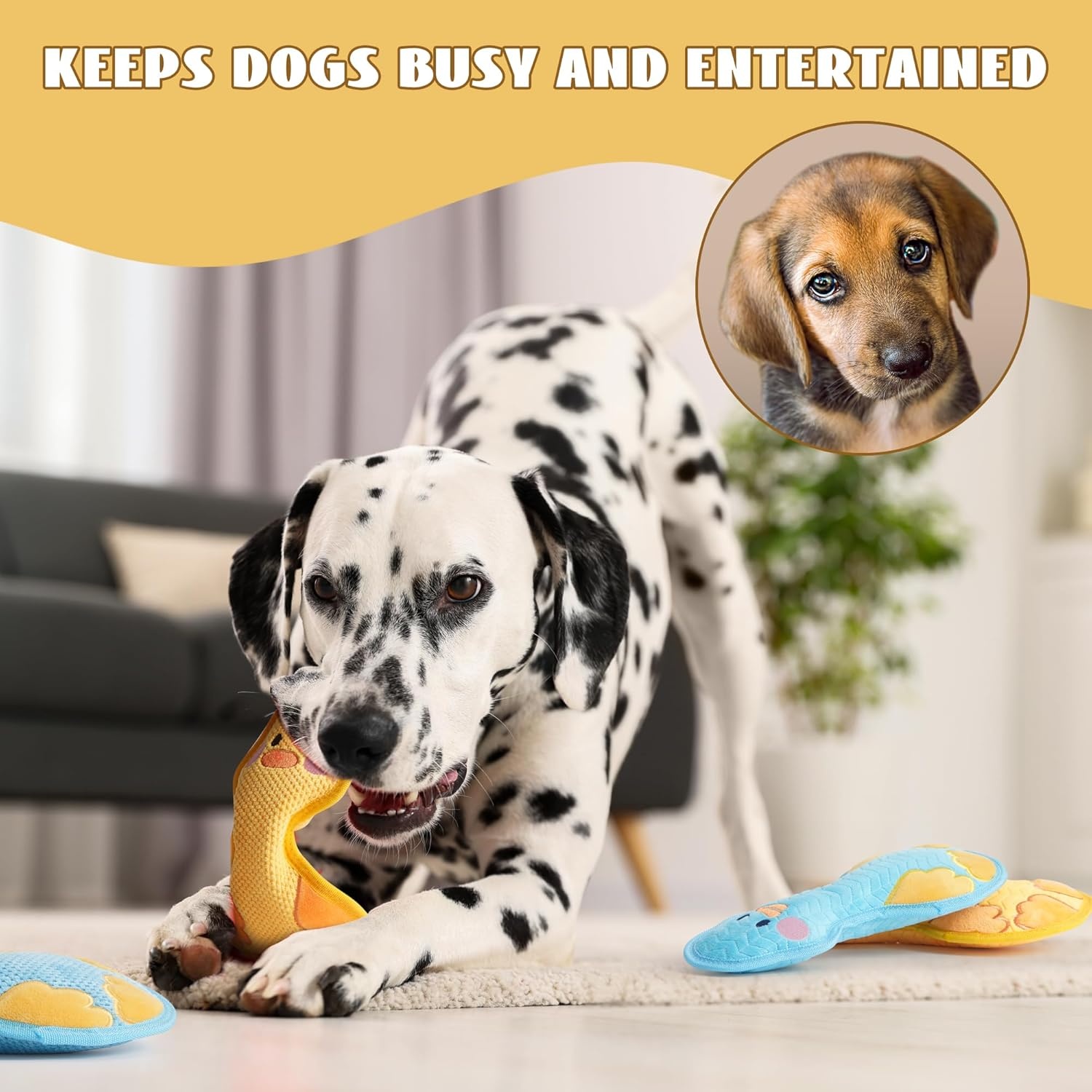 image:imageNocciola Duck Squeaky Dog Toy New 2025 Indestructible Dog Toy for Aggressive Chewers Stuffed Toy with Two Tough Layers Minky Plush for Comfort and Chewing YellowTeddy Yellow