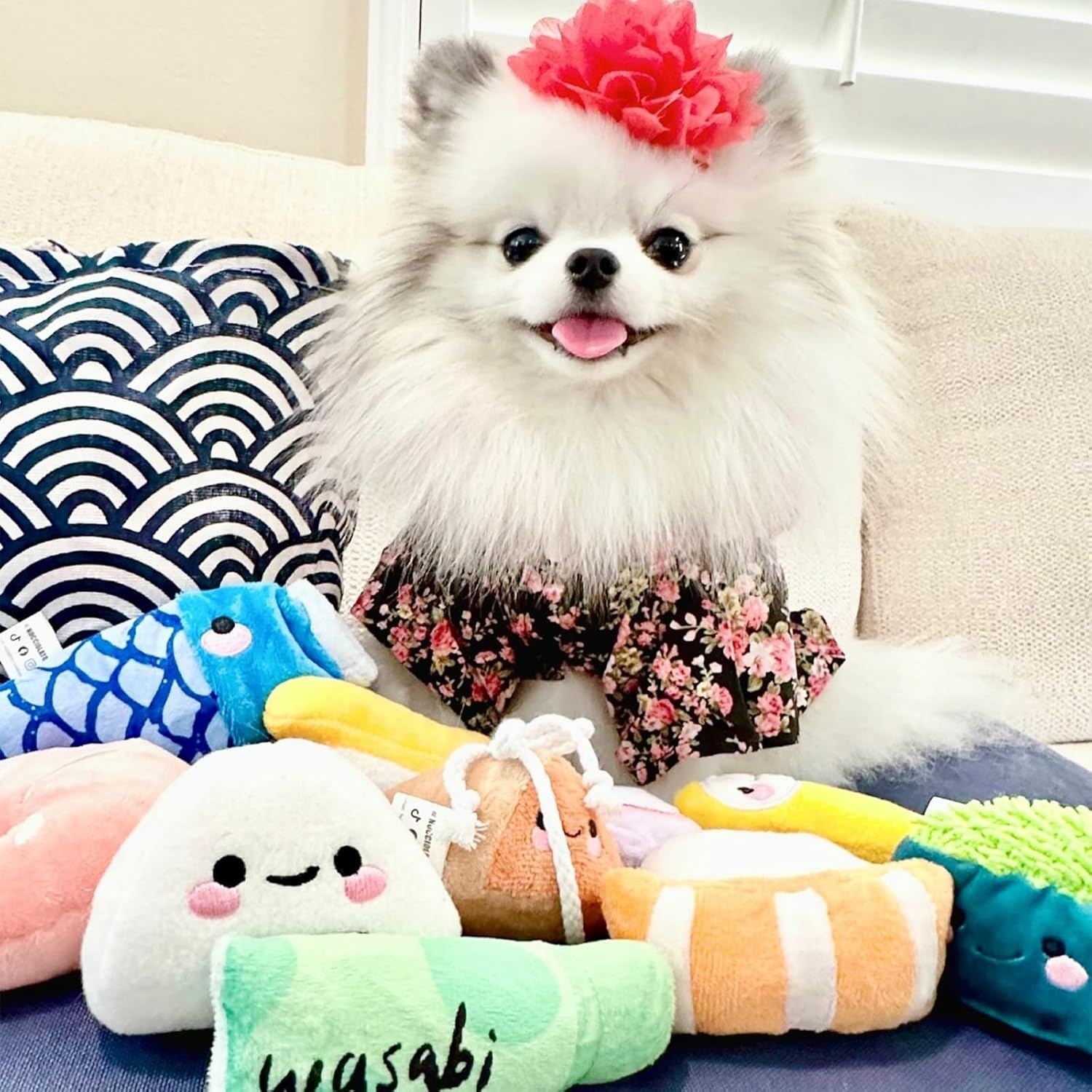 image:imageNocciola Squeaky Bread Stuffed Dog Toys Pack Puppy Toys with Grocery Bag to Keep Them Busy Small Dog Toys for Boredom Durable Snuffle Dog Toys for Small Medium Breeds Pet GiftSushi Dog Toys
