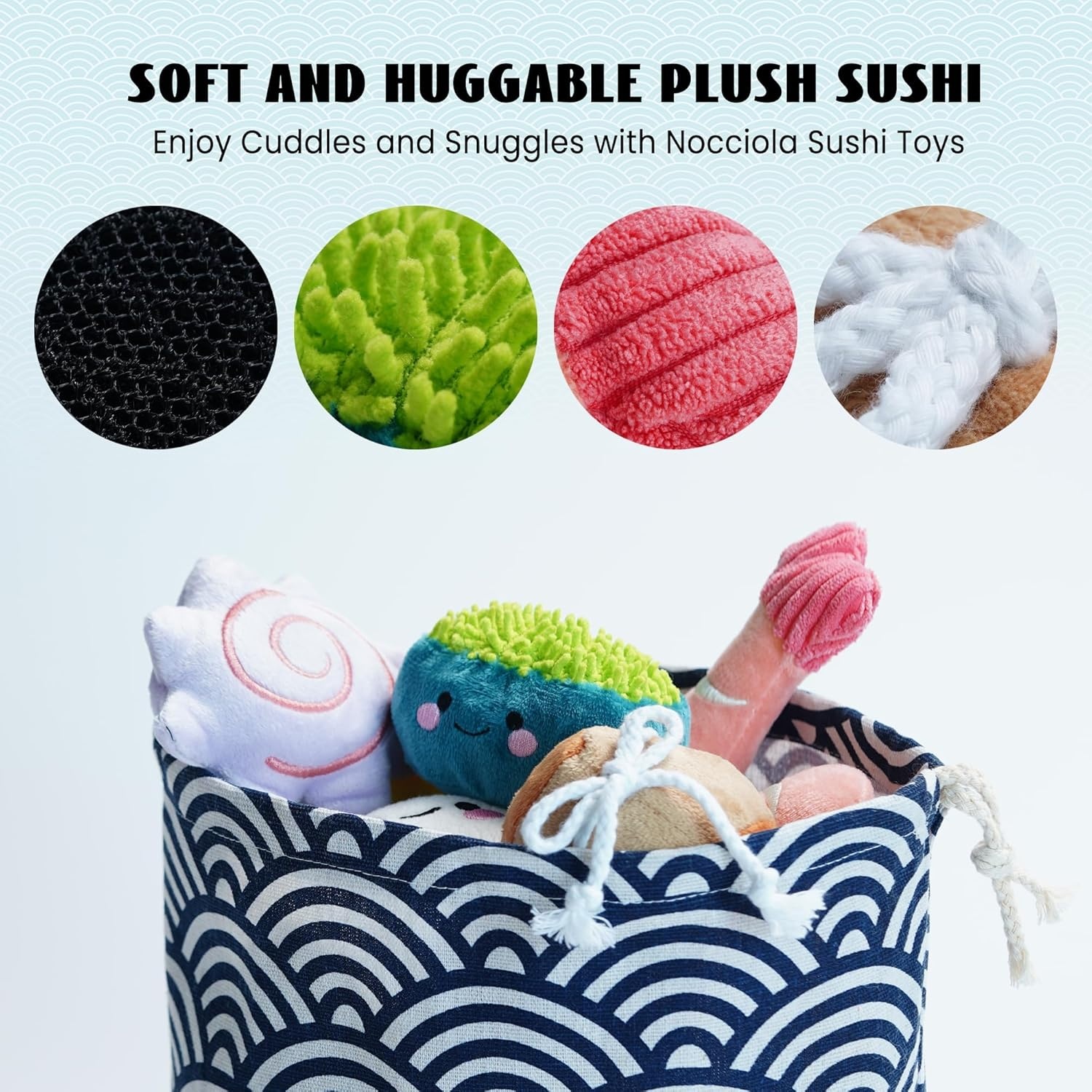 image:imageNocciola Squeaky Bread Stuffed Dog Toys Pack Puppy Toys with Grocery Bag to Keep Them Busy Small Dog Toys for Boredom Durable Snuffle Dog Toys for Small Medium Breeds Pet GiftSushi Dog Toys