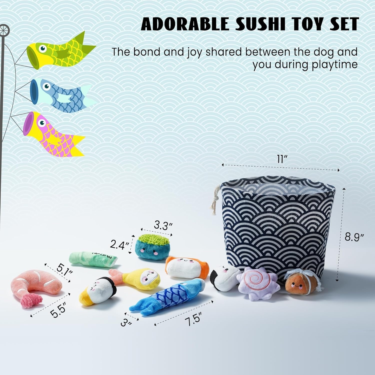image:imageNocciola Squeaky Bread Stuffed Dog Toys Pack Puppy Toys with Grocery Bag to Keep Them Busy Small Dog Toys for Boredom Durable Snuffle Dog Toys for Small Medium Breeds Pet GiftSushi Dog Toys