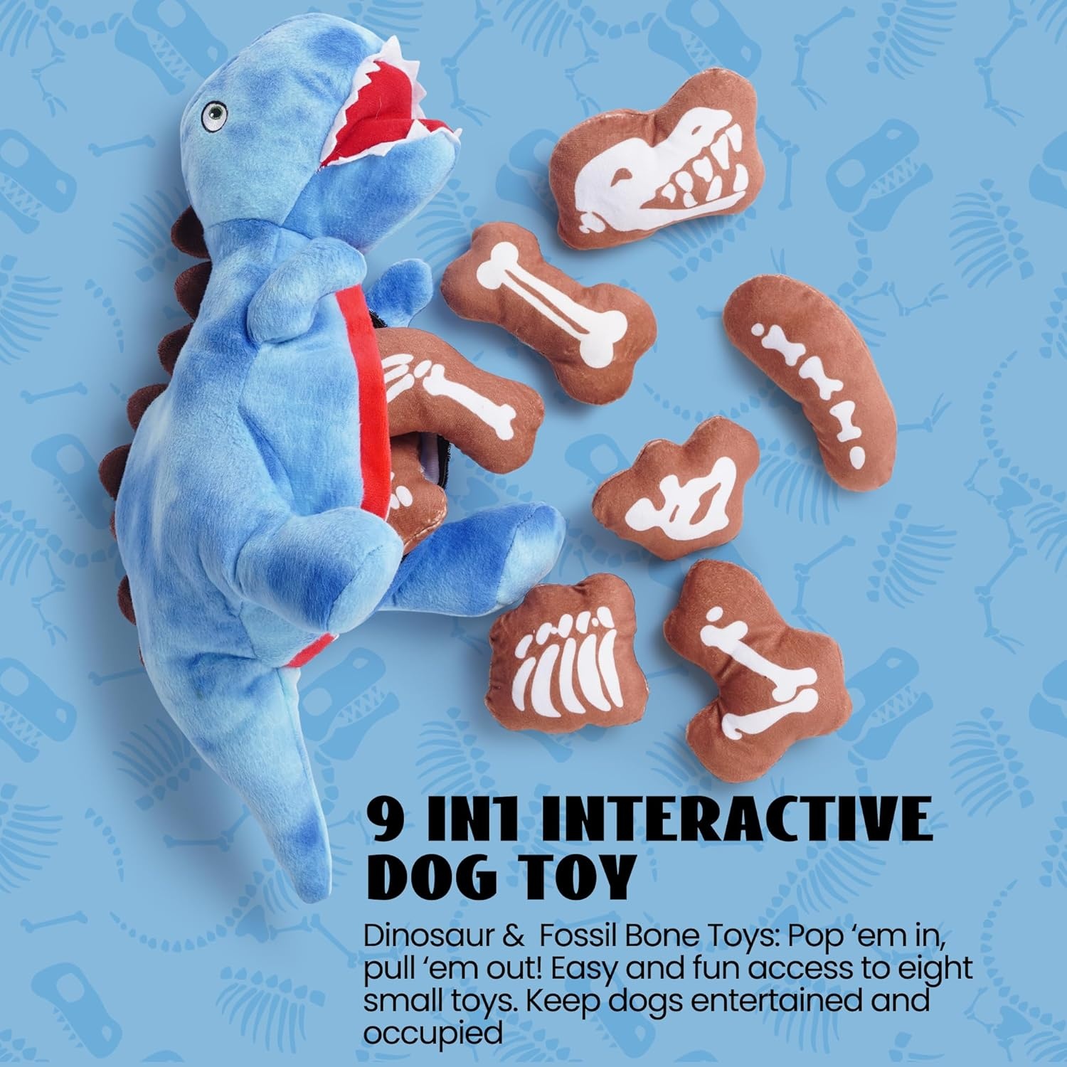 image:imageNocciola Stuffed Pig Dog Toys Hide and Seek Funny Squeaky Crinkle Plush Dog Chew Toys for Small Medium Breed Cognitive Training Pet Enrichment Gifts SuppliesFossil Dinosaur