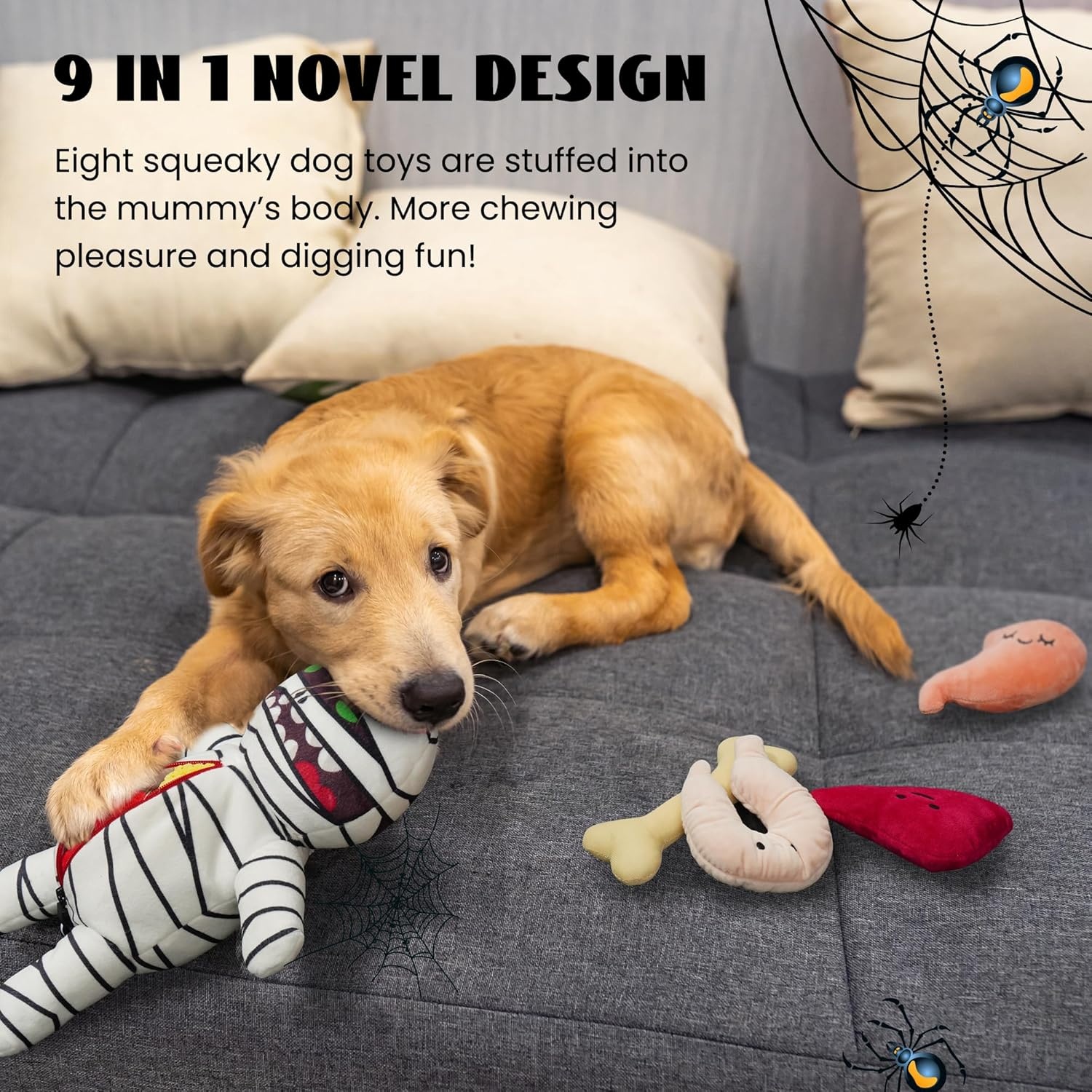 image:imageNocciola Stuffed Pig Dog Toys Hide and Seek Funny Squeaky Crinkle Plush Dog Chew Toys for Small Medium Breed Cognitive Training Pet Enrichment Gifts SuppliesMummy with Organs