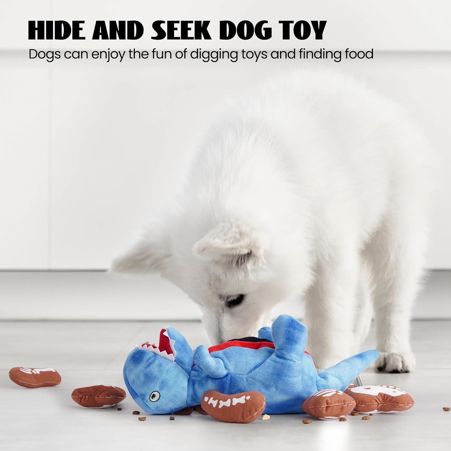 image:imageNocciola Stuffed Pig Dog Toys Hide and Seek Funny Squeaky Crinkle Plush Dog Chew Toys for Small Medium Breed Cognitive Training Pet Enrichment Gifts SuppliesFossil Dinosaur