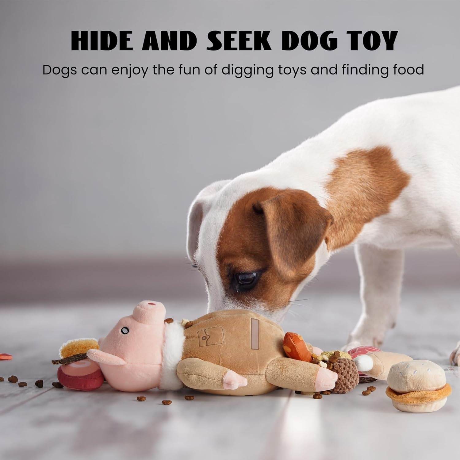 image:imageNocciola Stuffed Pig Dog Toys Hide and Seek Funny Squeaky Crinkle Plush Dog Chew Toys for Small Medium Breed Cognitive Training Pet Enrichment Gifts SuppliesPilot Pig