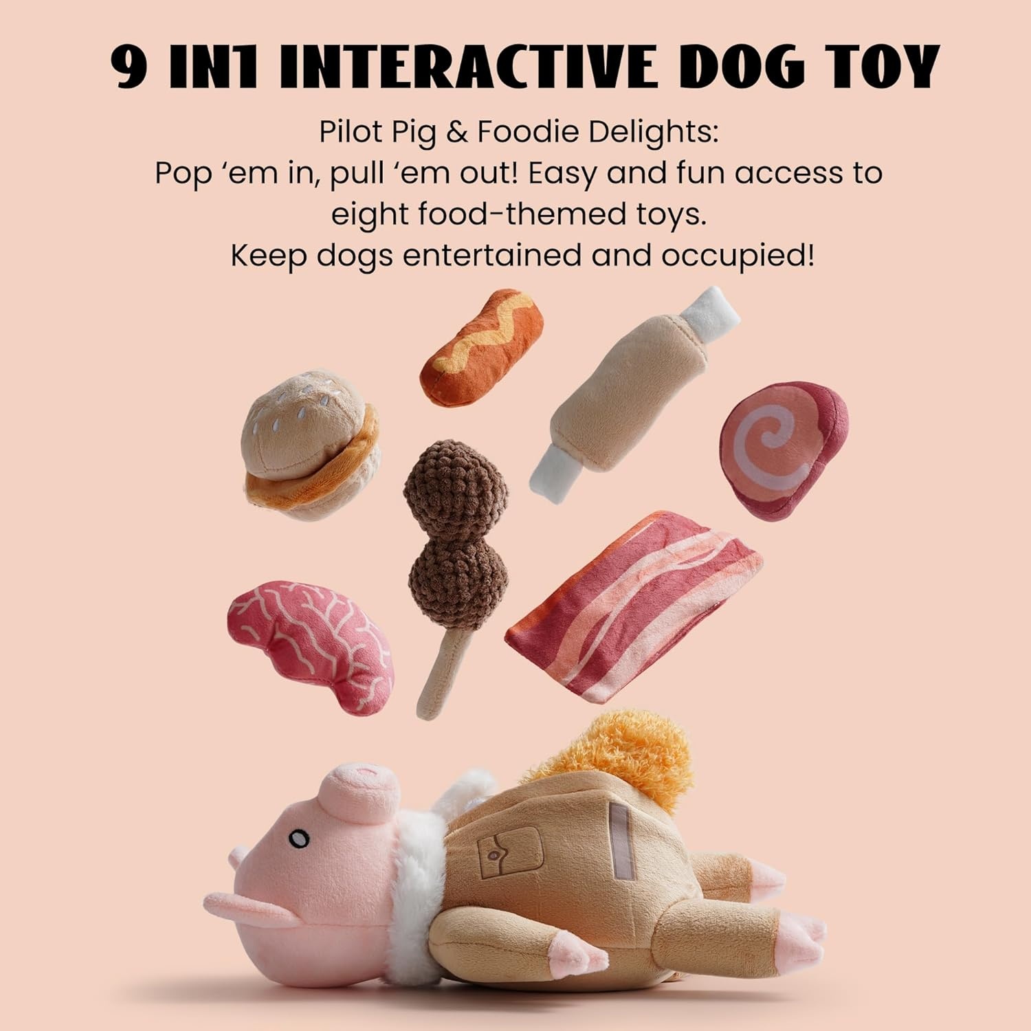 image:imageNocciola Stuffed Pig Dog Toys Hide and Seek Funny Squeaky Crinkle Plush Dog Chew Toys for Small Medium Breed Cognitive Training Pet Enrichment Gifts SuppliesPilot Pig