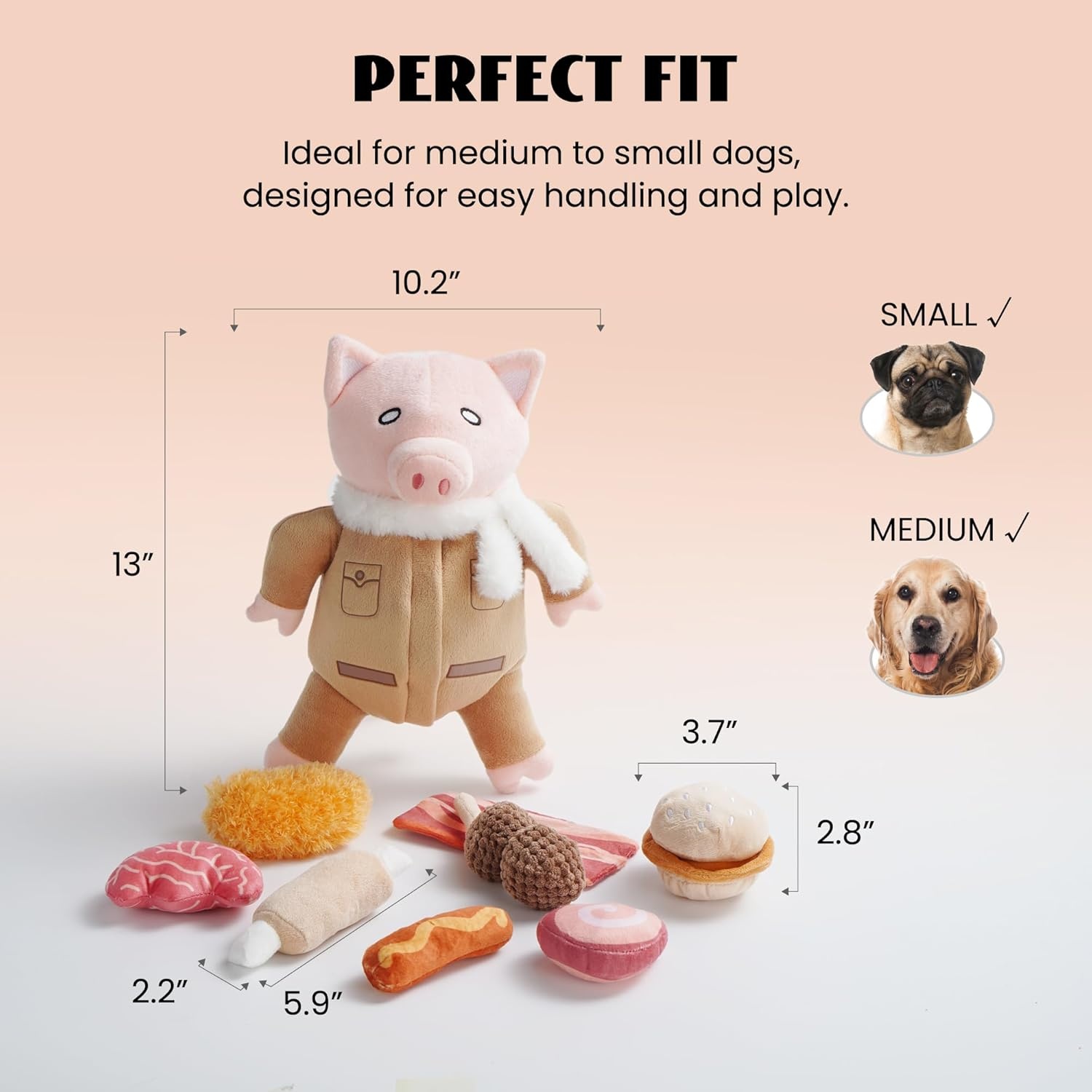image:imageNocciola Stuffed Pig Dog Toys Hide and Seek Funny Squeaky Crinkle Plush Dog Chew Toys for Small Medium Breed Cognitive Training Pet Enrichment Gifts SuppliesPilot Pig