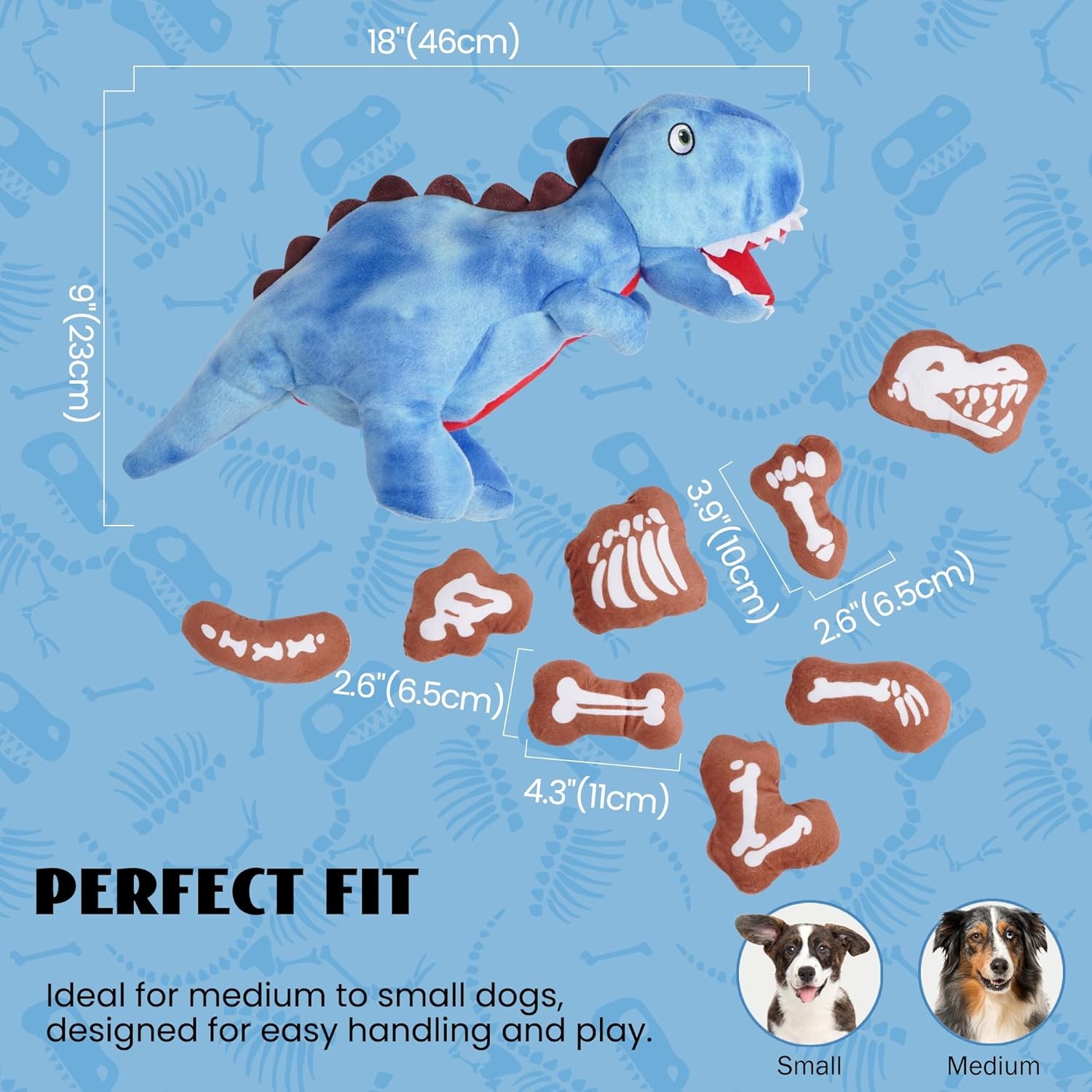 image:imageNocciola Stuffed Pig Dog Toys Hide and Seek Funny Squeaky Crinkle Plush Dog Chew Toys for Small Medium Breed Cognitive Training Pet Enrichment Gifts SuppliesFossil Dinosaur