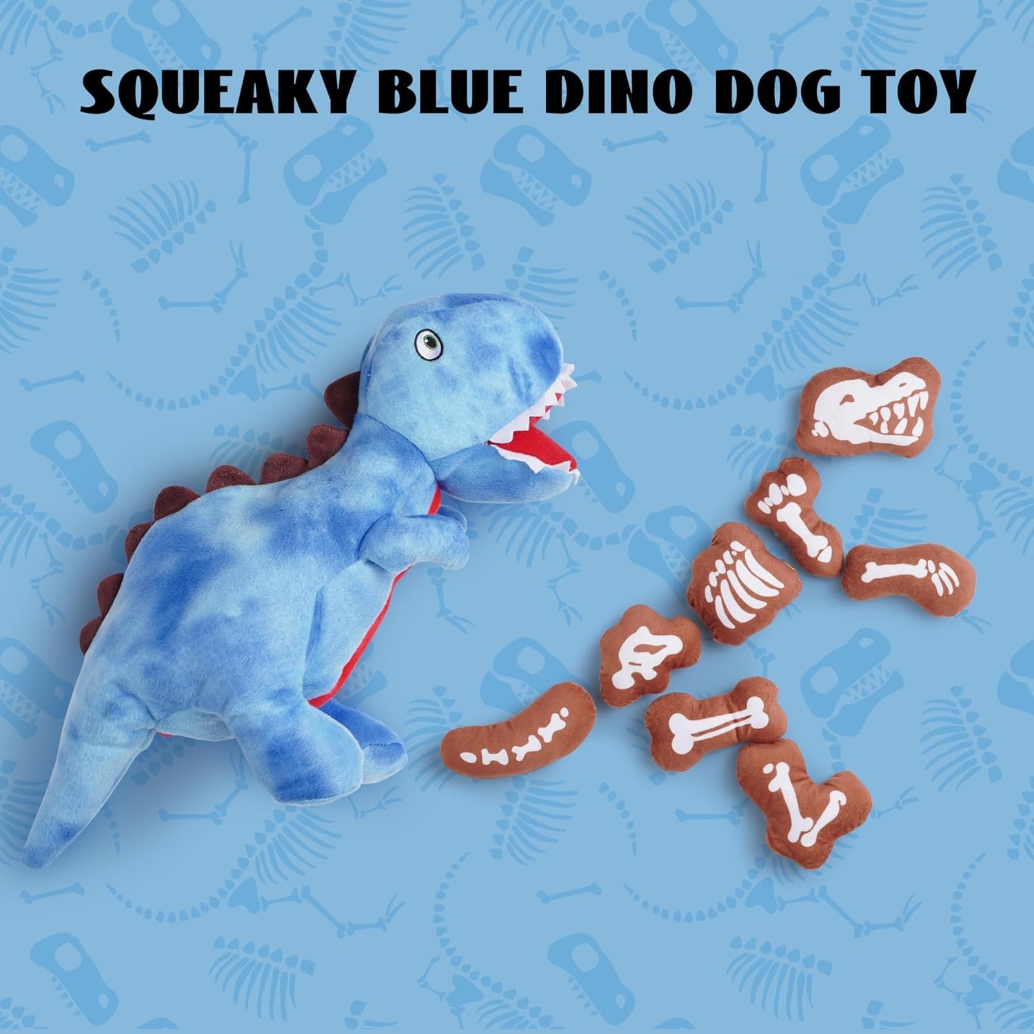 image:imageNocciola Stuffed Pig Dog Toys Hide and Seek Funny Squeaky Crinkle Plush Dog Chew Toys for Small Medium Breed Cognitive Training Pet Enrichment Gifts SuppliesFossil Dinosaur