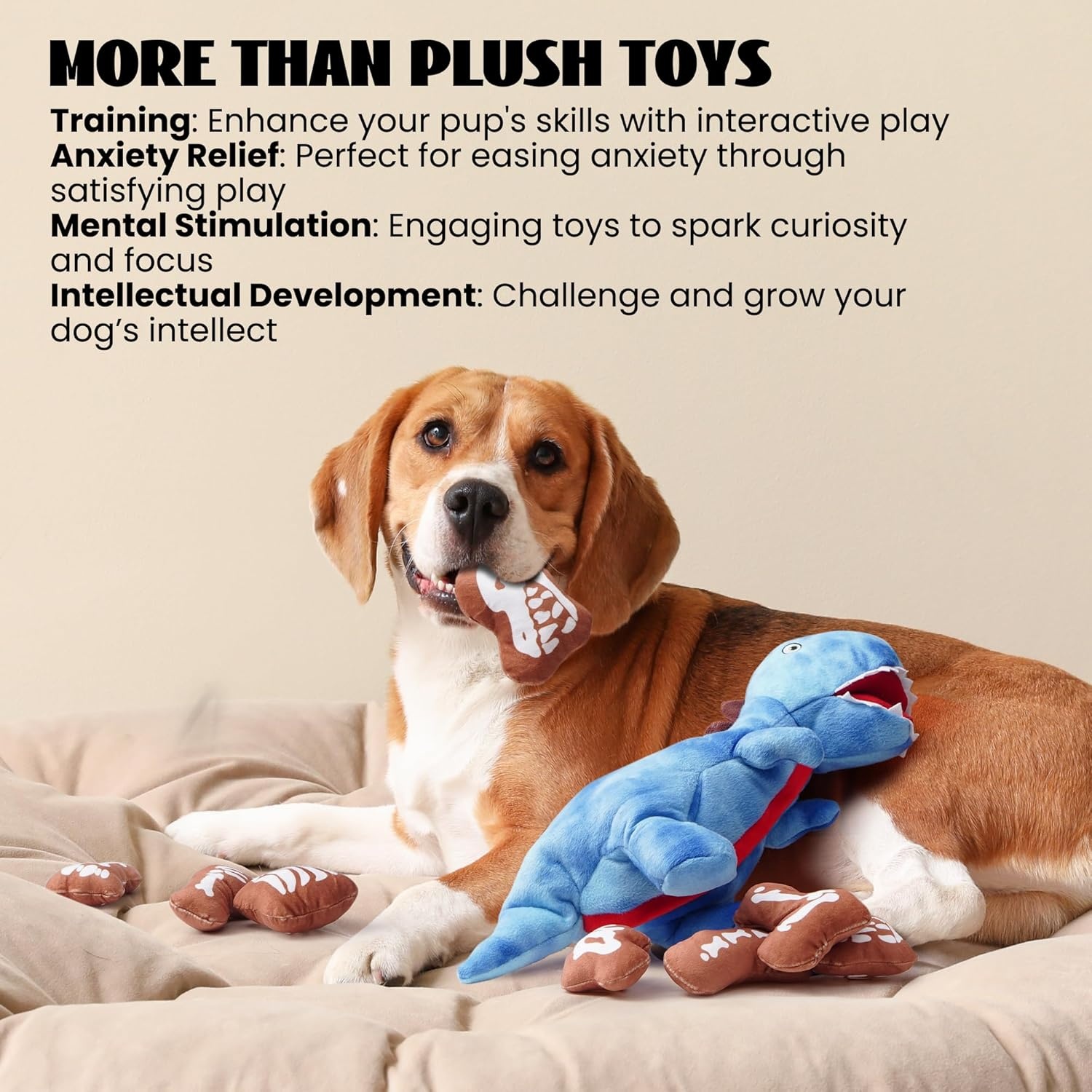 image:imageNocciola Stuffed Pig Dog Toys Hide and Seek Funny Squeaky Crinkle Plush Dog Chew Toys for Small Medium Breed Cognitive Training Pet Enrichment Gifts SuppliesFossil Dinosaur