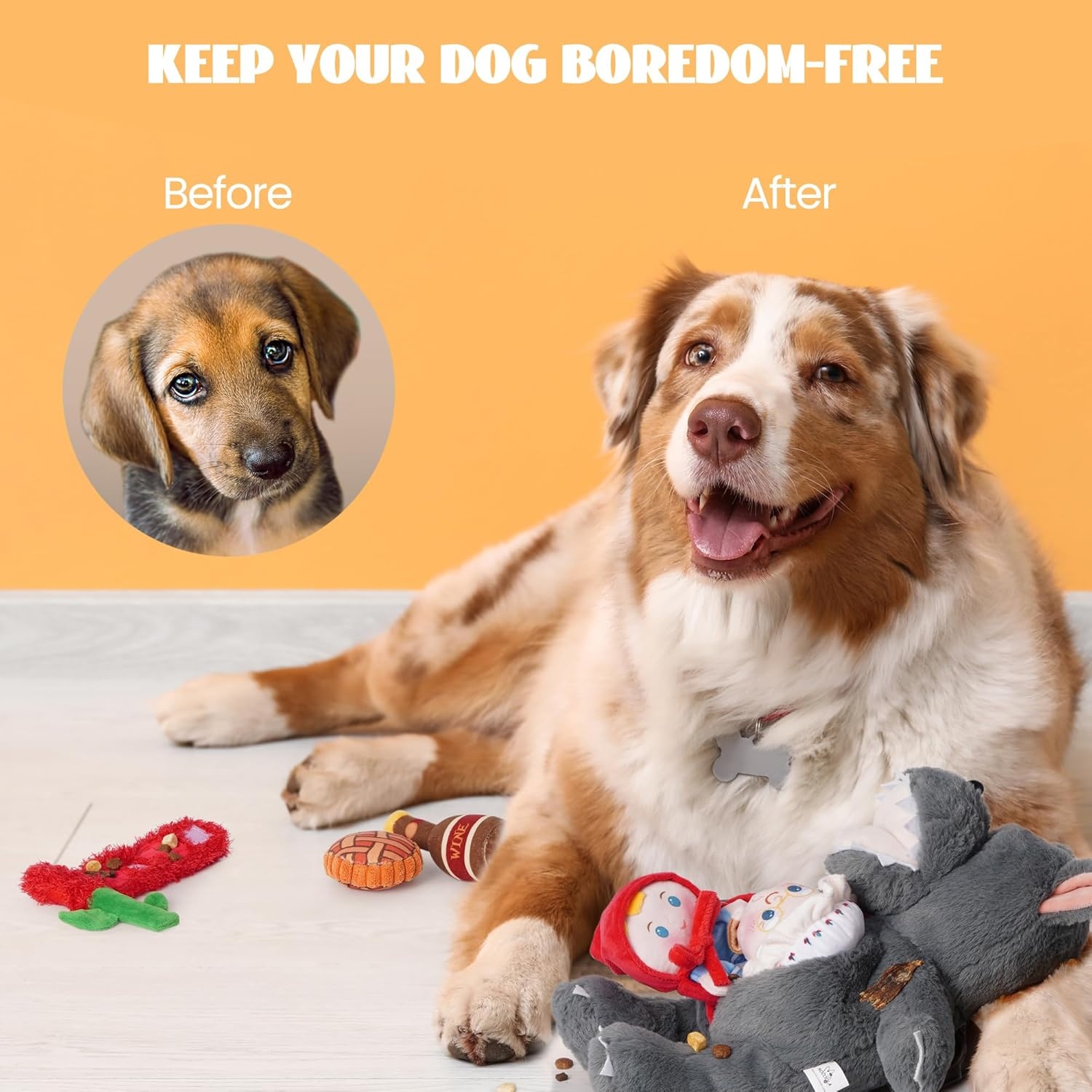 image:imageNocciola Stuffed Pig Dog Toys Hide and Seek Funny Squeaky Crinkle Plush Dog Chew Toys for Small Medium Breed Cognitive Training Pet Enrichment Gifts SuppliesLittle Red