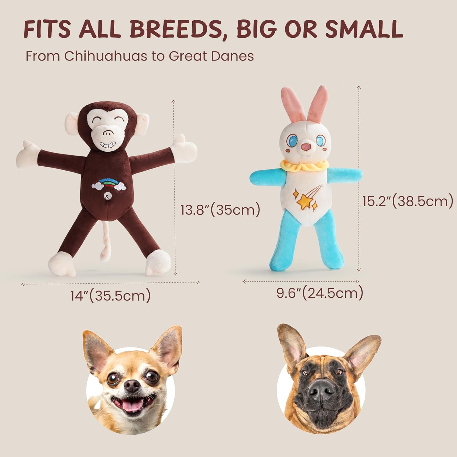 image:imageNocciola Tearable Rip Pull Apart Squeaky Dog Puzzle Toys 4 in 1 Enrichment Interactive Plush Stuffed Crinkle Chew Toys for Small Medium Large BreedsBundle