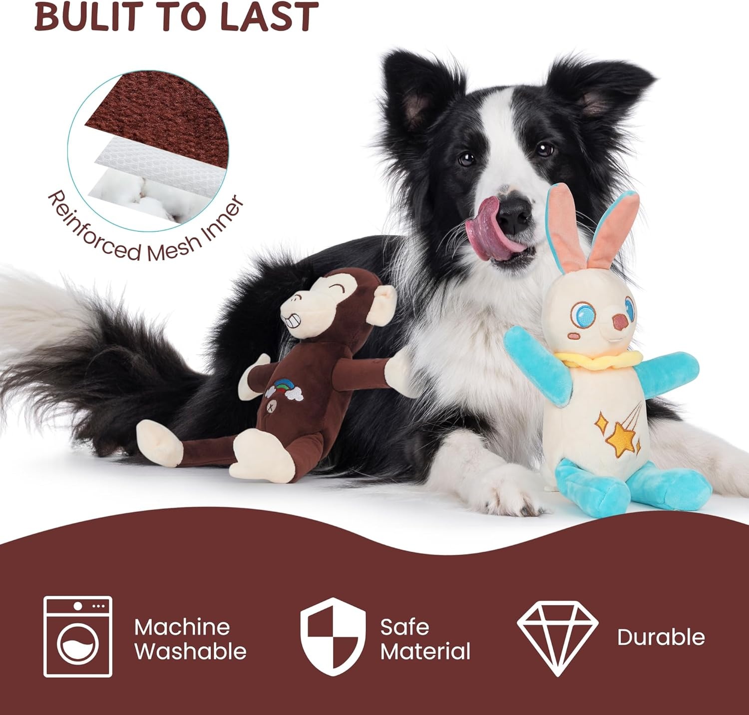 image:imageNocciola Tearable Rip Pull Apart Squeaky Dog Puzzle Toys 4 in 1 Enrichment Interactive Plush Stuffed Crinkle Chew Toys for Small Medium Large BreedsBundle
