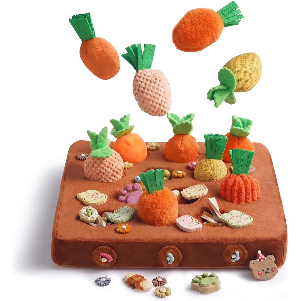 image:imageNocciola Carrot Puzzle Dog Toys 12PC Squeaky Carrots amp Farm Snuffle Mat for Hide and Seek Snuffle Toys for Small and Medium Dogs Carrot Patch Dog Toy to Keep Them BusyVarious Carrot Toys