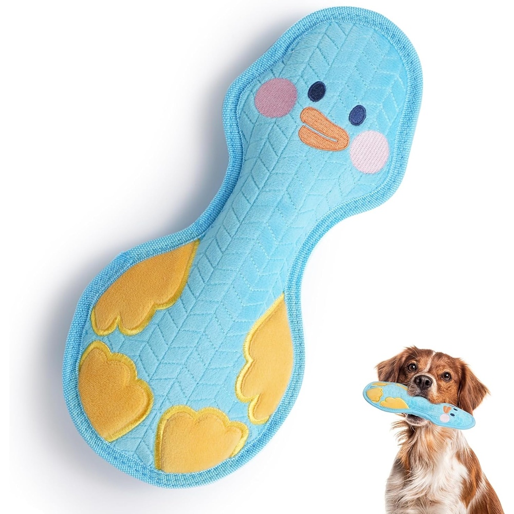 image:imageNocciola Duck Squeaky Dog Toy New 2025 Indestructible Dog Toy for Aggressive Chewers Stuffed Toy with Two Tough Layers Minky Plush for Comfort and Chewing YellowMinky Blue