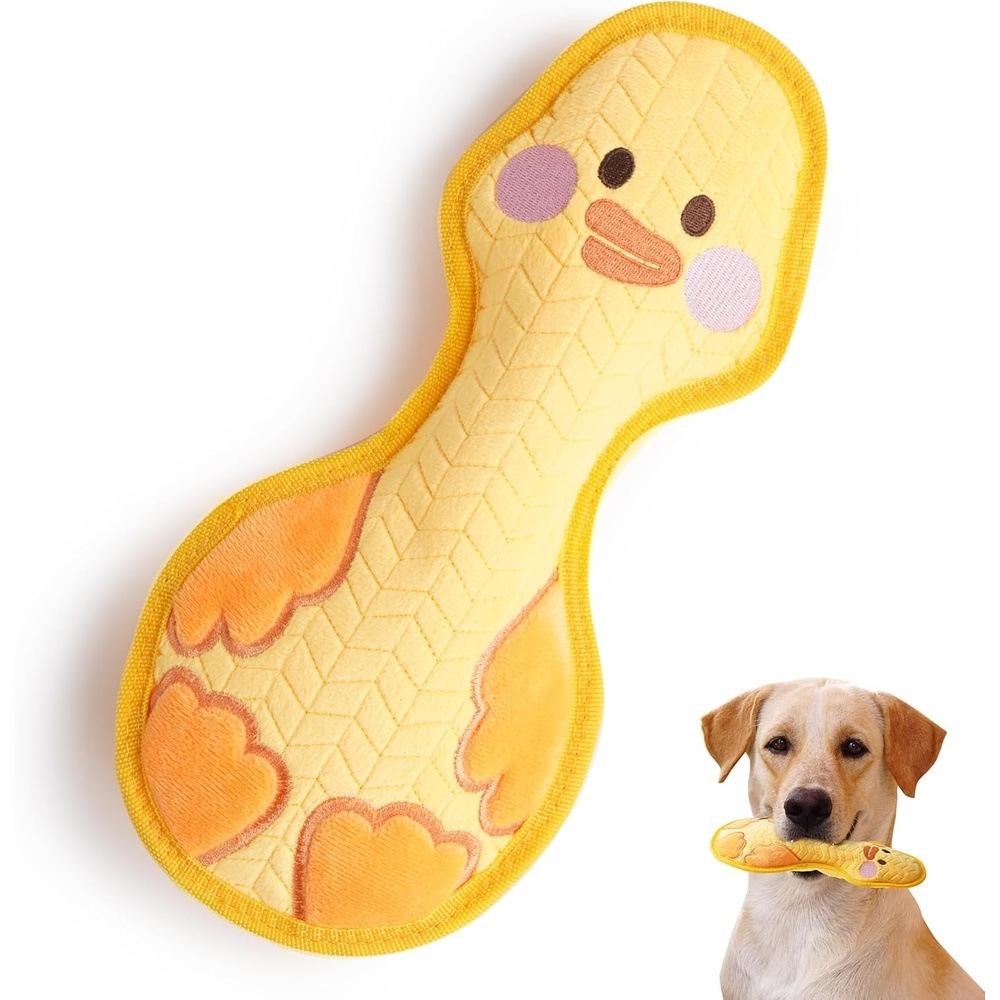 image:imageNocciola Duck Squeaky Dog Toy New 2025 Indestructible Dog Toy for Aggressive Chewers Stuffed Toy with Two Tough Layers Minky Plush for Comfort and Chewing YellowMinky Yellow
