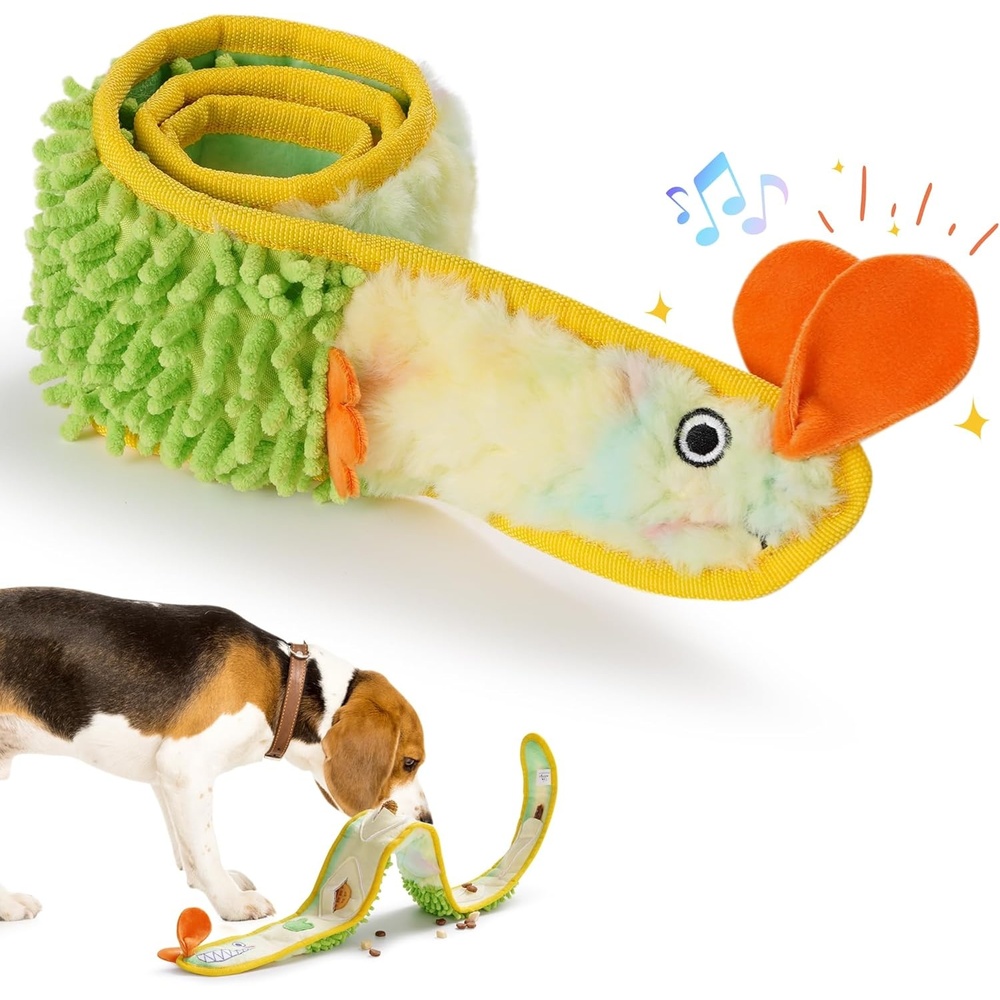 image:imageNocciola EEL Squeaky Dog Toy Tough No Stuffing Toy for Tug of War Puppy Interactive Puzzle Fun to Keep Them Busy Cognitive Crinkle Dog Toy for Large Medium Small Breed BlueNo Stuffing Yellow Eel