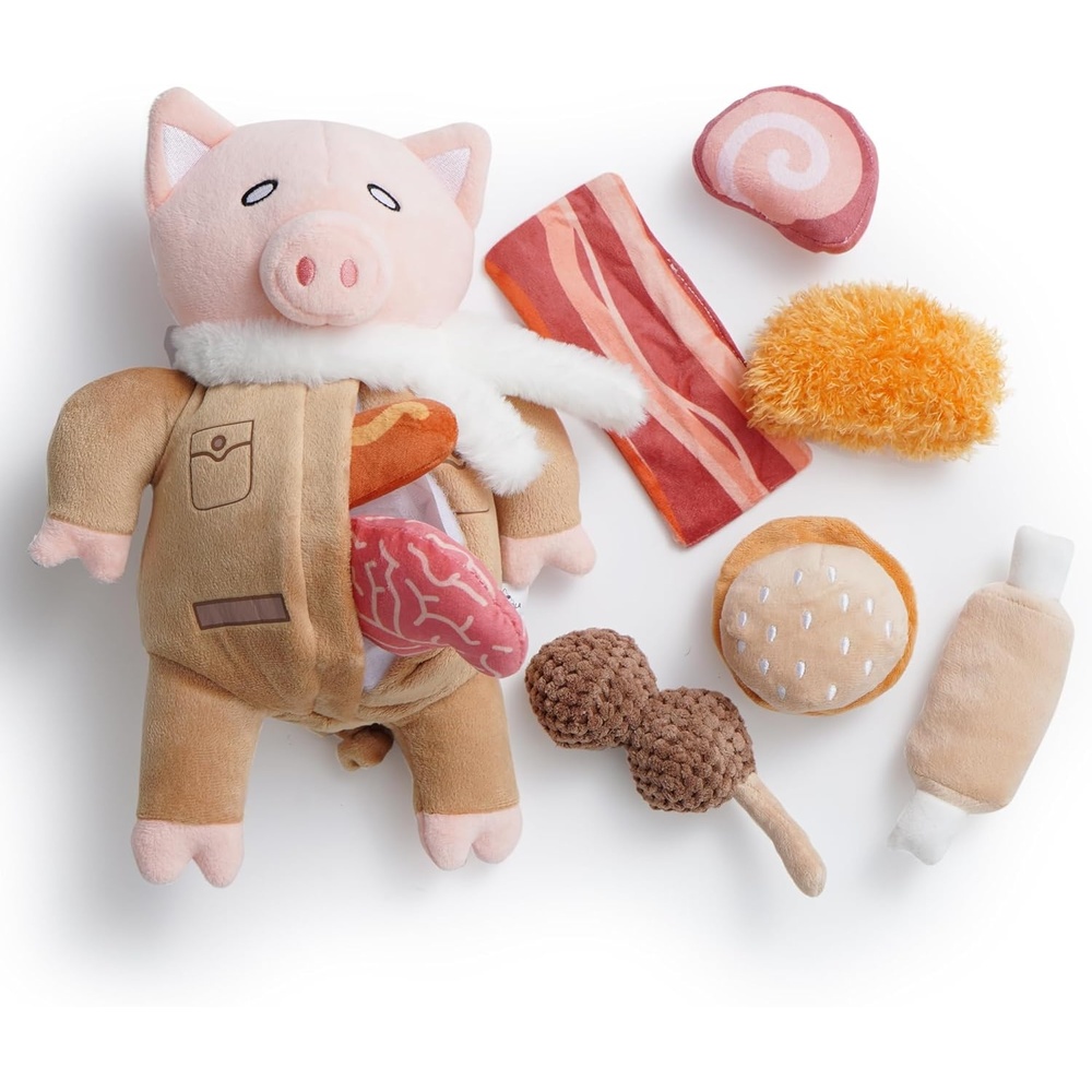 image:imageNocciola Stuffed Pig Dog Toys Hide and Seek Funny Squeaky Crinkle Plush Dog Chew Toys for Small Medium Breed Cognitive Training Pet Enrichment Gifts SuppliesPilot Pig
