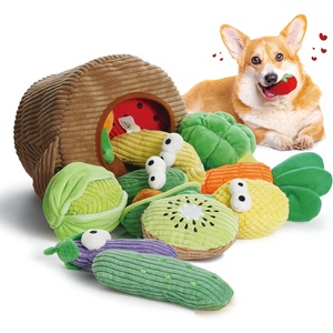 image:imageNocciola Squeaky Fruits Veggies Stuffed Dog Toys Pack Hide Seek Grocery Basket Crinkle Plush Puppy Toys to Keep Busy Birthday Pet Supplies Gifts for Small Medium BreedsFruit and Vegetables