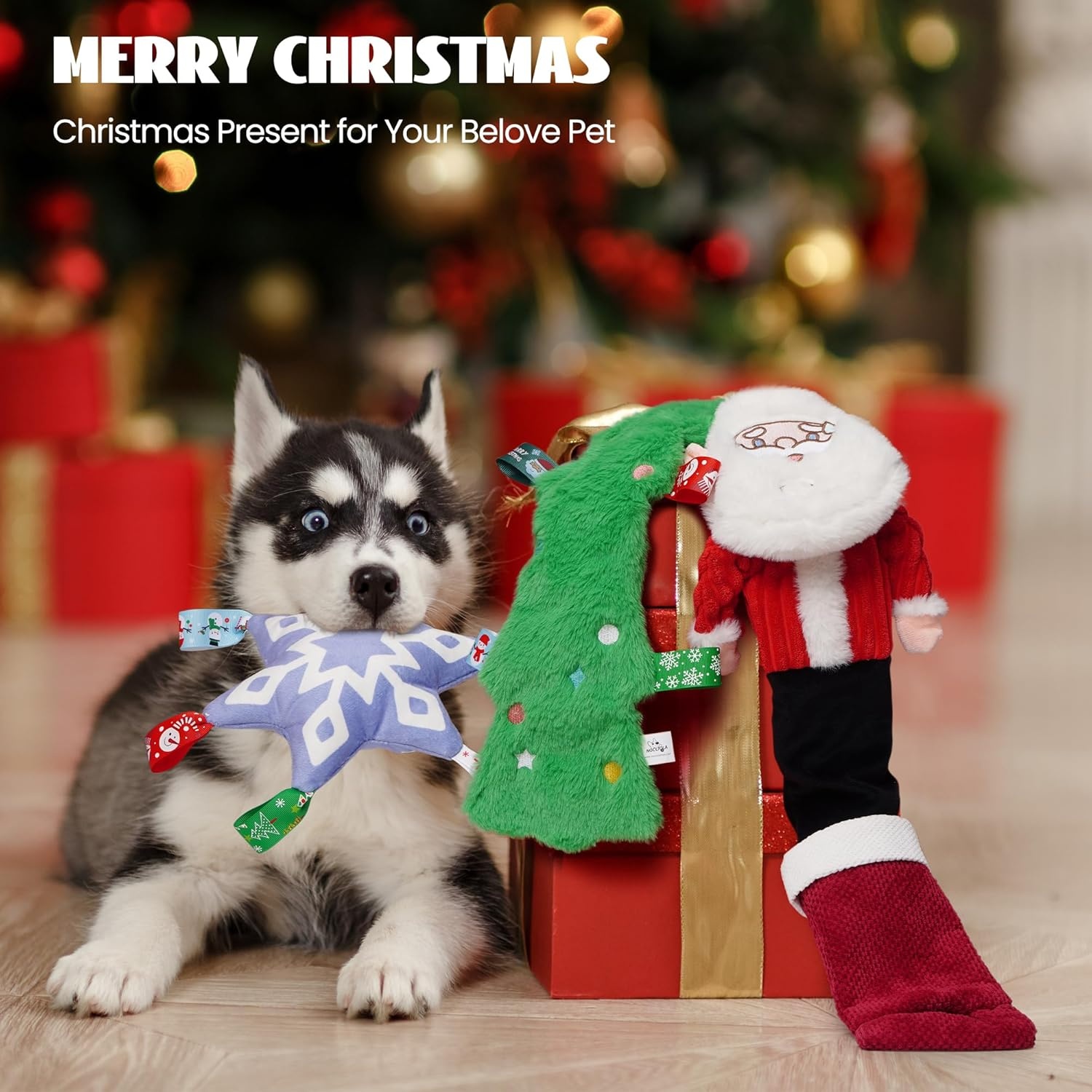 image:imageNocciola 3 Pack Christmas Dog Toys Interactive Crinkle Dog Squeaky Toys Plush Dog Toys for Christmas Christmas Toys for Puppy Small Medium Large Dogs amp Aggressive Chewers3 PCS