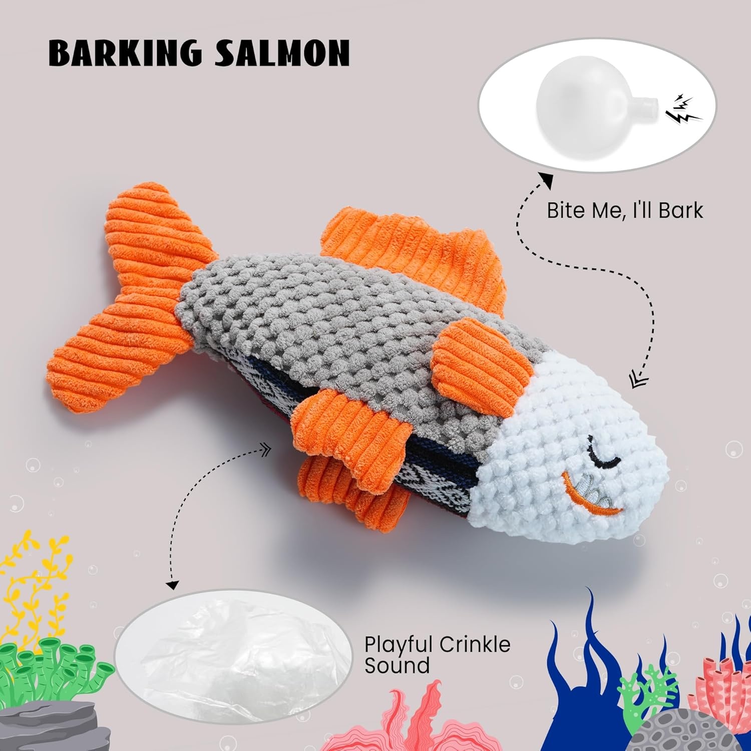image:imageNocciola 4 Packs Crinkle Squeaky Dog Toys for Aggressive Chewers Tough Durable Stuffed Plush Rope Tug Puppy Chew Toy for Small Medium Large Breeds4 PCS Ocean Series