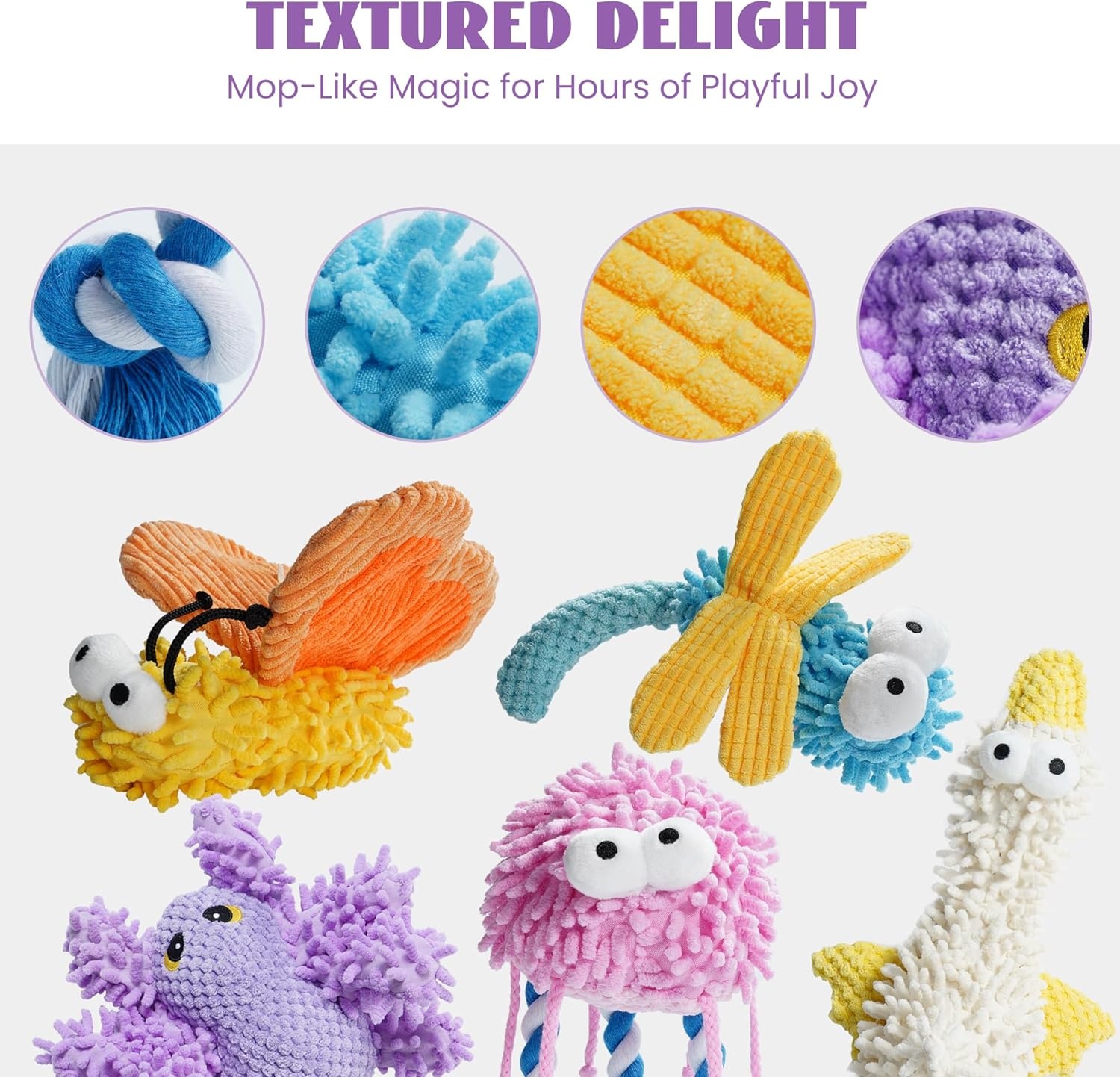 image:imageNocciola 5 Packs Squeaky Dog Toy Plushies Cute Soft Squeak Crinkle Plush Stuffed Durable Pet Animal Chew Puppy Toys for Small Meidum Large BreedDuck