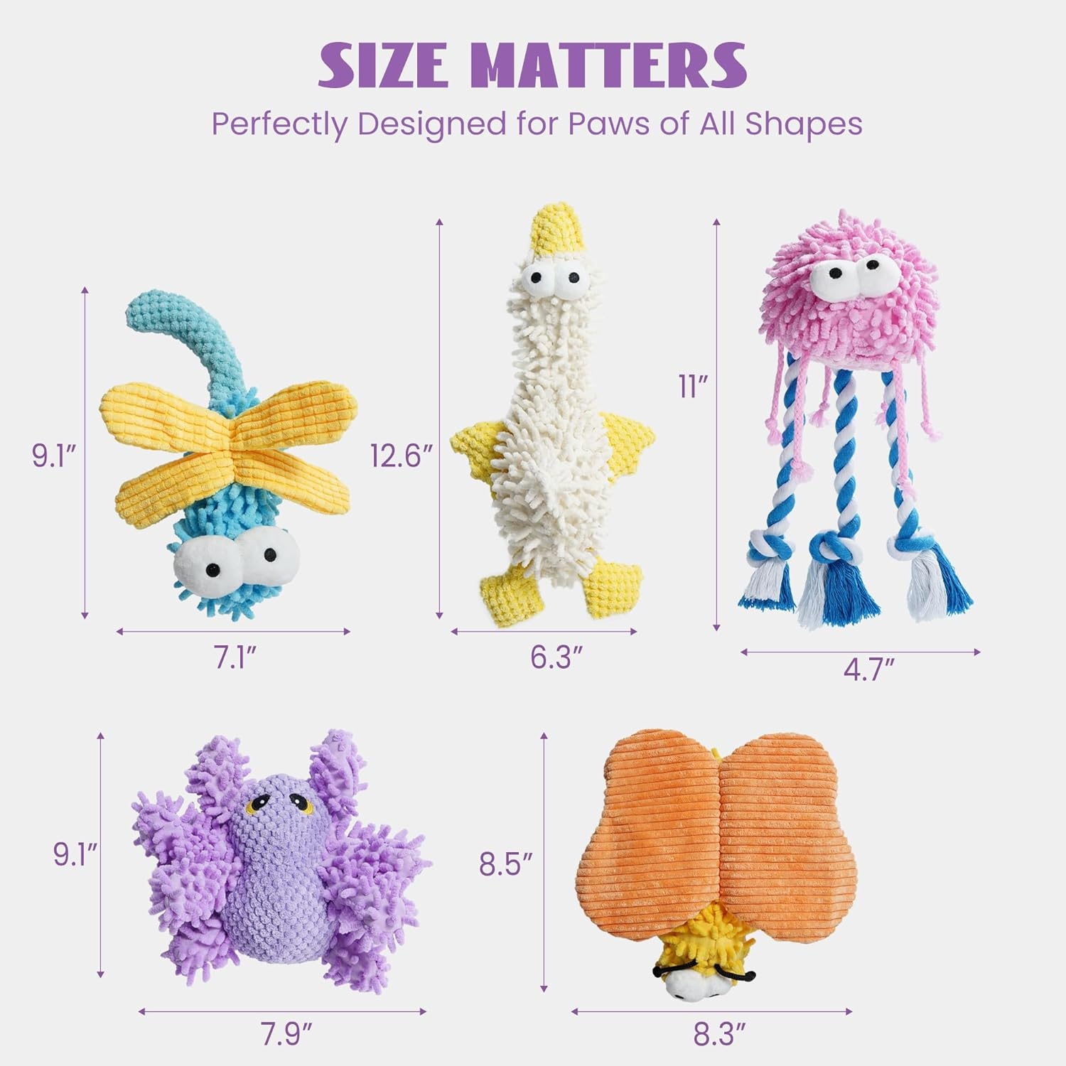 image:imageNocciola 5 Packs Squeaky Dog Toy Plushies Cute Soft Squeak Crinkle Plush Stuffed Durable Pet Animal Chew Puppy Toys for Small Meidum Large BreedDuck