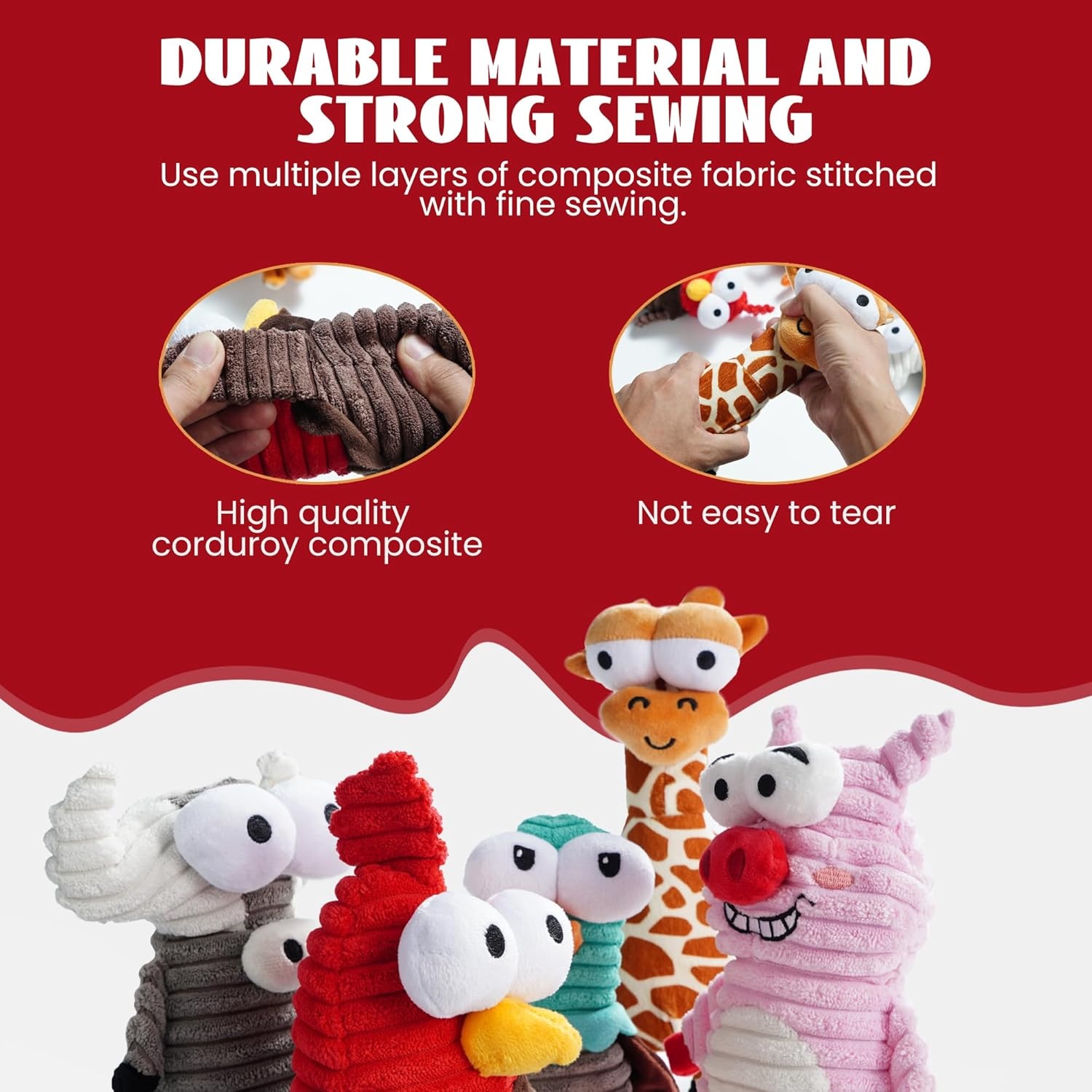 image:imageNocciola 5Pack Squeaky Dog Toys Durable Stuffed Critter Zoo Dog Toys with Unique Squeak Sounds to Keep Dogs Busy Puppy Toys for Small Medium and Large Dogs5 Different Animals