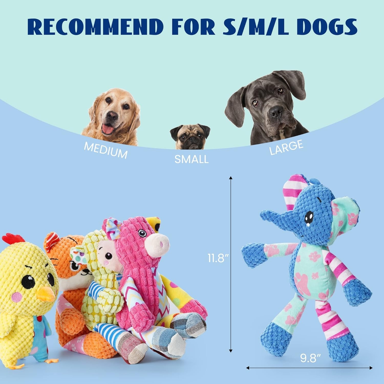 image:imageNocciola 5Pack Squeaky Dog Toys Durable Stuffed Critter Zoo Dog Toys with Unique Squeak Sounds to Keep Dogs Busy Puppy Toys for Small Medium and Large DogsBundle